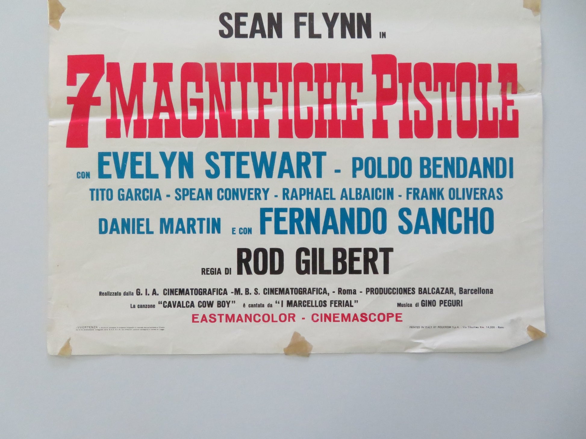 SEVEN MAGNIFICENT GUNS ITALIAN LOCANDINA POSTER SEAN FLYNN FERNANDO SANCHO 1966 - Rendezvous Cinema