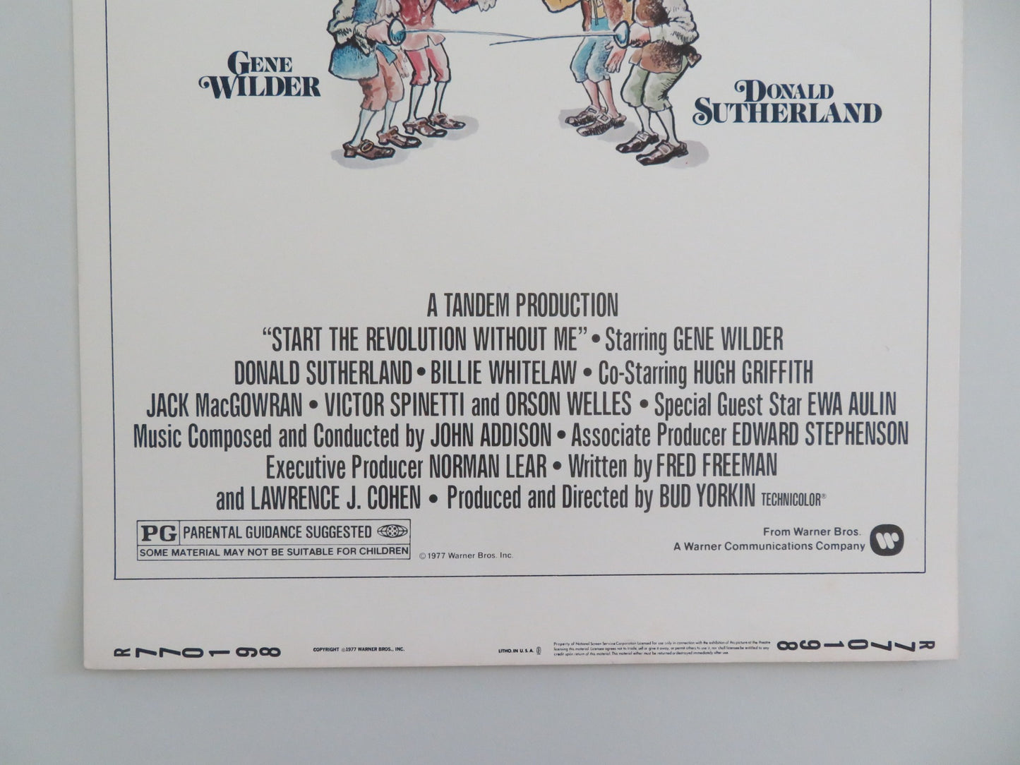 START THE REVOLUTION WITHOUT ME US INSERT POSTER GENE WILDER D. SUTHERLAND 1977 - Rendezvous Cinema