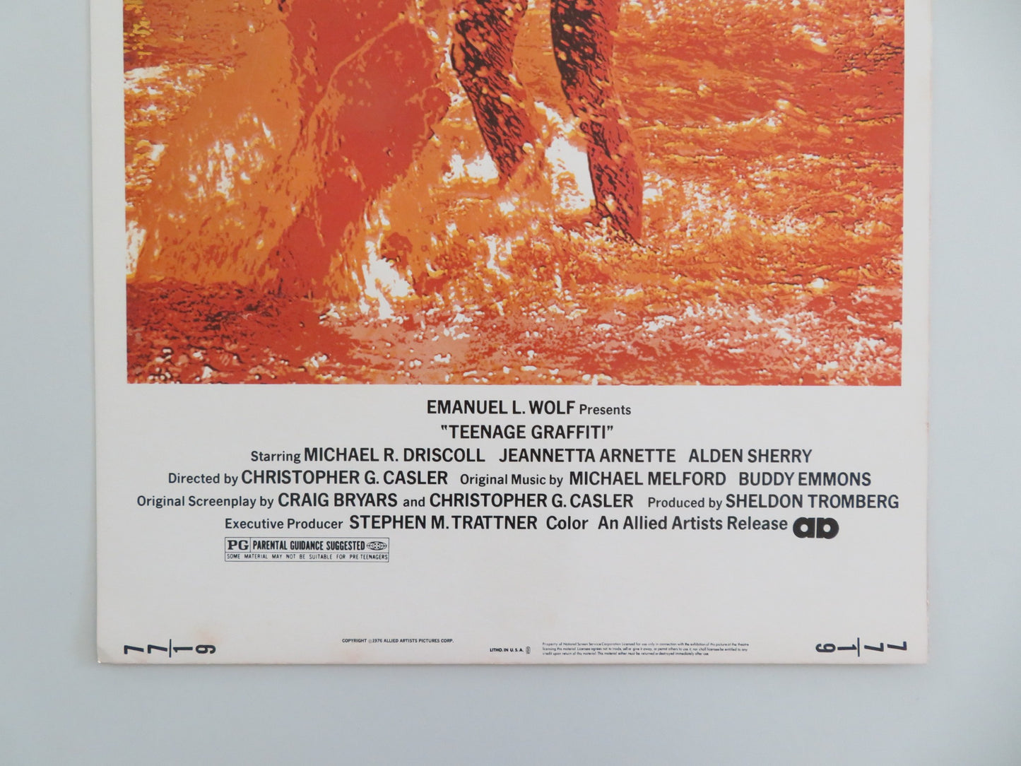 TEENAGE GRAFFITI US INSERT POSTER MICHAEL DRISCOLL JEANNETTA ARNETTE 1976 - Rendezvous Cinema