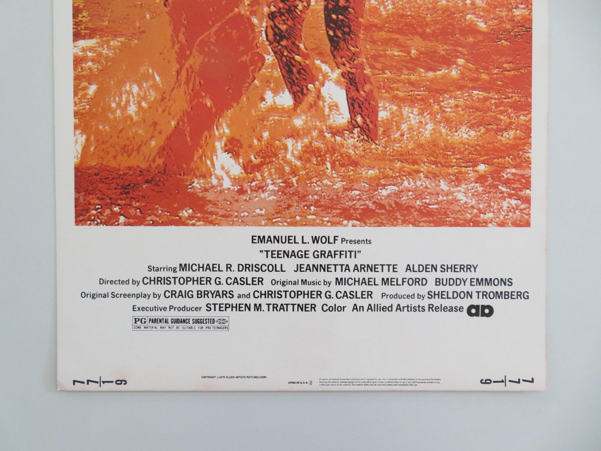 TEENAGE GRAFFITI US INSERT POSTER MICHAEL DRISCOLL JEANNETTA ARNETTE 1976 - Rendezvous Cinema