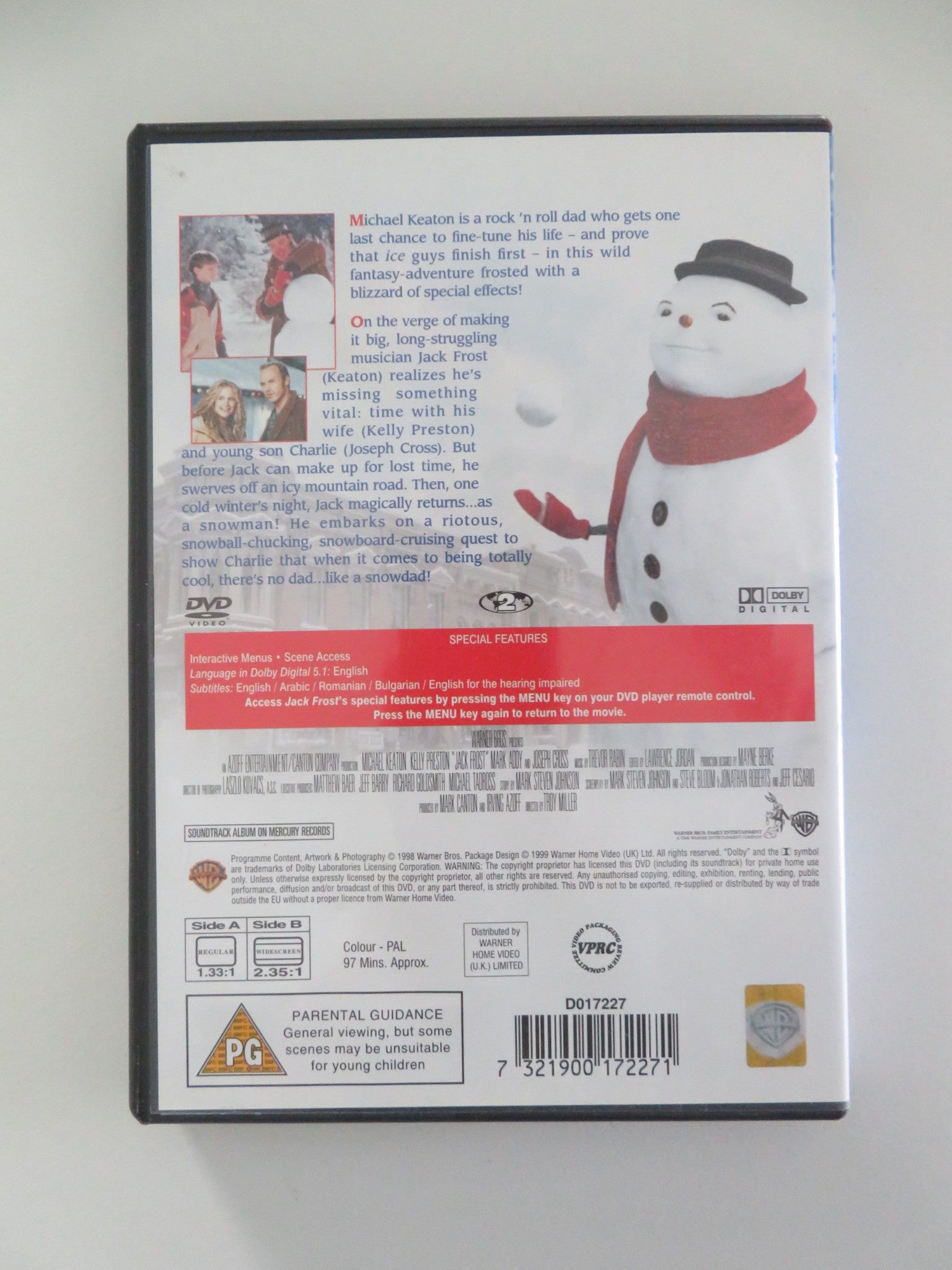JACK FROST (DVD) MICHAEL KEATON KELLY PRESTON 1998 REGION 2 - Rendezvous Cinema