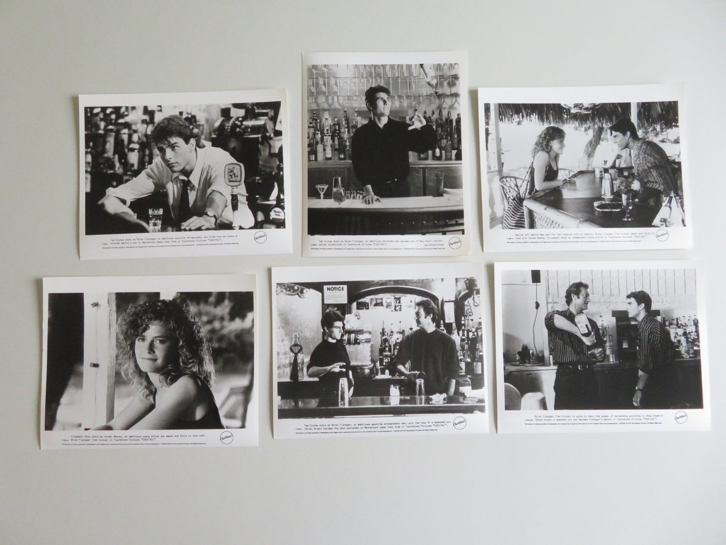 COCKTAIL MOVIE STILL PHOTO LOT OF 6 TOM CRUISE ELISABETH SHUE 1988
