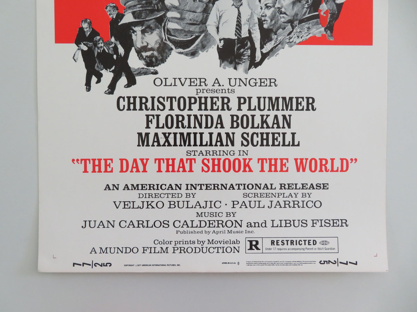THE DAY THAT SHOOK THE WORLD US INSERT POSTER CHRISTOPHER PLUMMER F. BOLKAN 1977 - Rendezvous Cinema