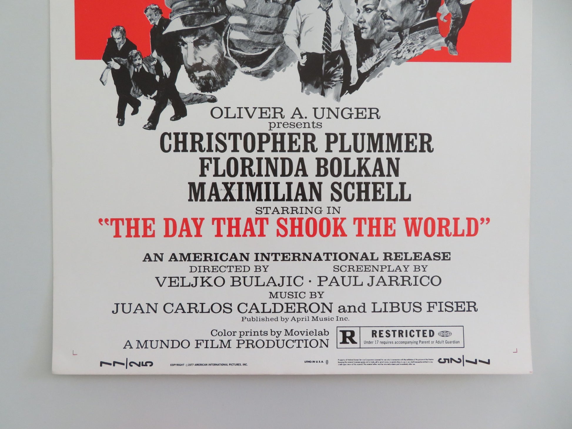 THE DAY THAT SHOOK THE WORLD US INSERT POSTER CHRISTOPHER PLUMMER F. BOLKAN 1977 - Rendezvous Cinema