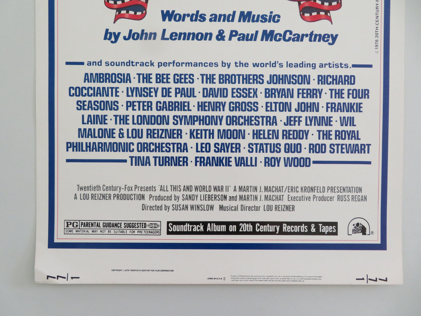 ALL THIS AND WORLD WAR II US INSERT POSTER JOHN LENNON PAUL MCCARTNEY 1976 - Rendezvous Cinema