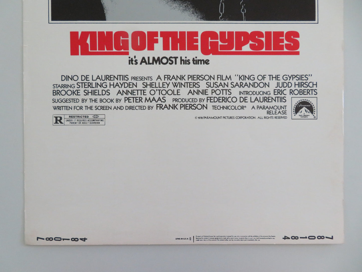 KING OF THE GYPSIES US INSERT POSTER STERLING HAYDEN SHELLEY WINTERS 1978 - Rendezvous Cinema