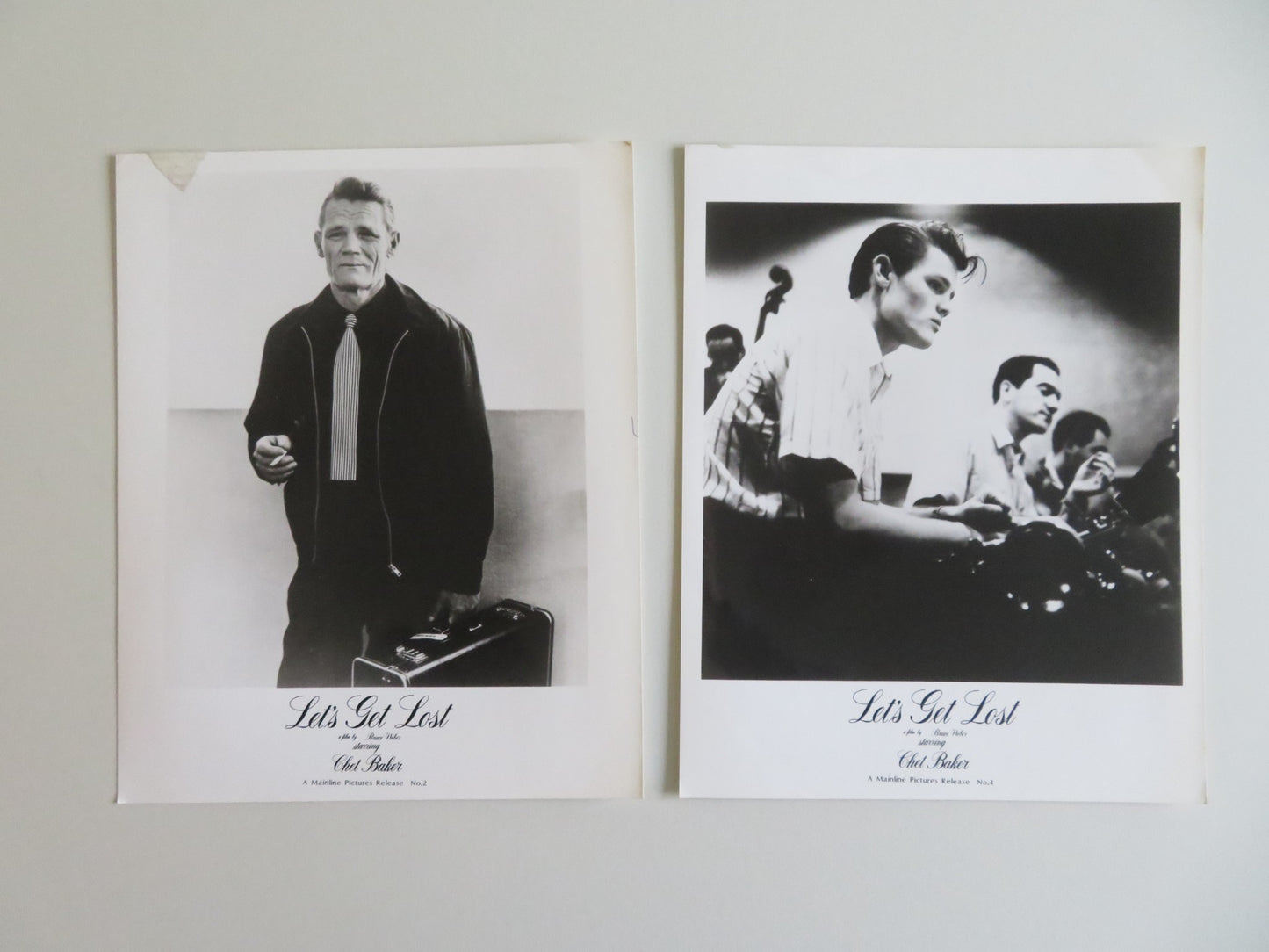LET'S GET LOST MOVIE STILL PHOTO LOT OF 2 CHET BAKER FLEA CHRIS ISAAC 1988