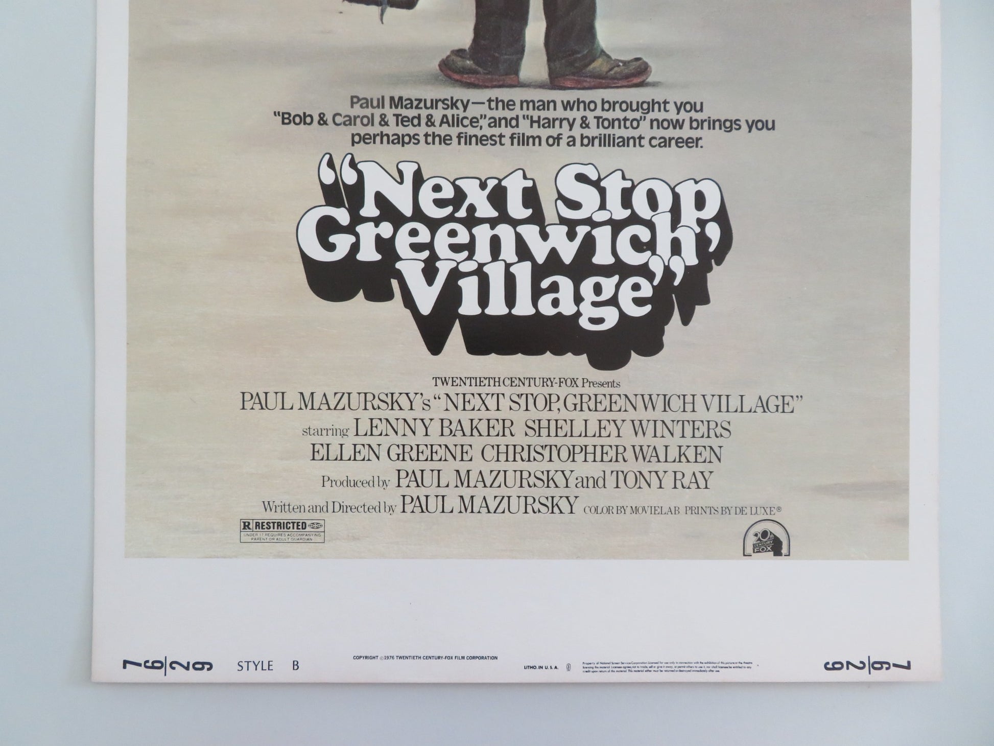 NEXT STOP GREENWICH VILLAGE - STYLE B US INSERT POSTER LENNY BAKER 1976 - Rendezvous Cinema