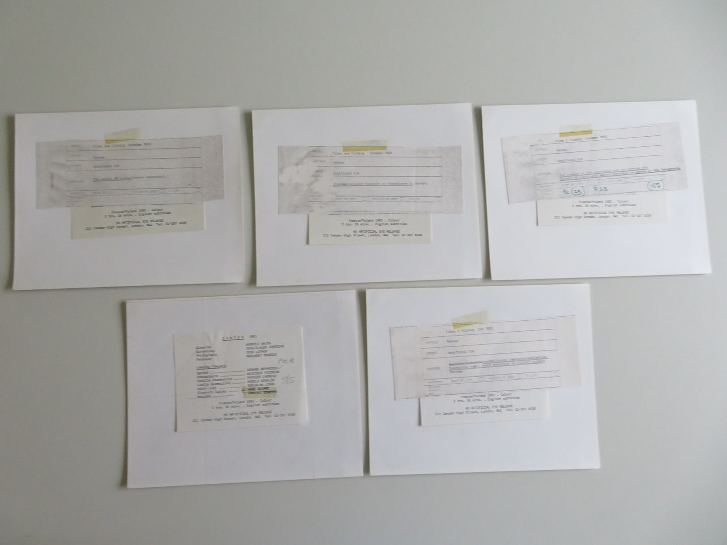 DANTON MOVIE STILL PHOTO LOT OF 5 GERARD DEPARDIEU WOJCIECH PSZONIAK 1983