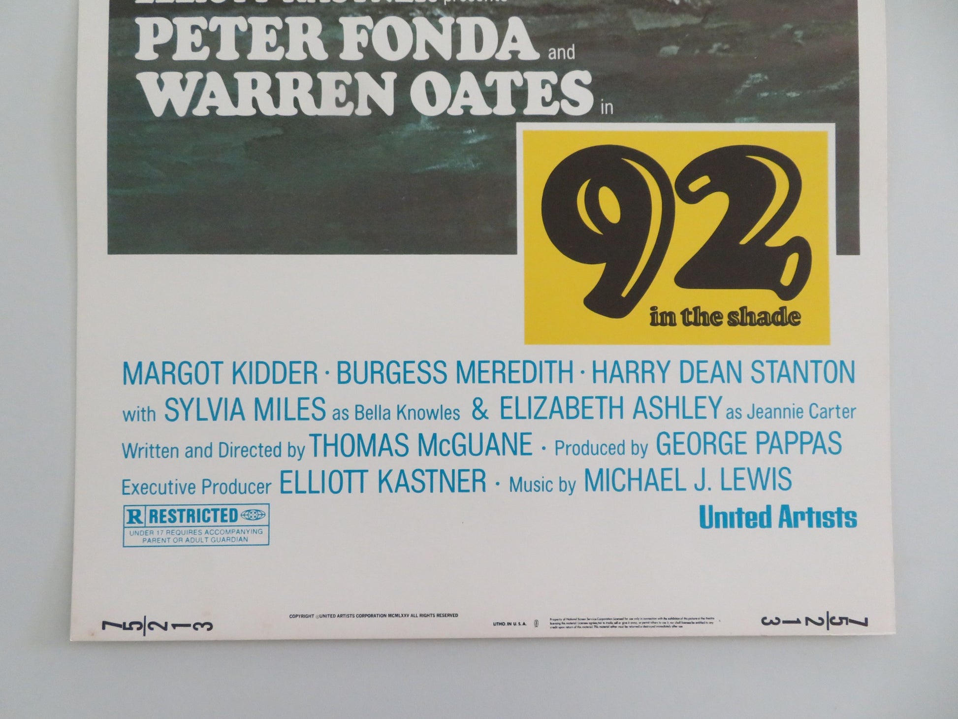 92 IN THE SHADE US INSERT POSTER PETER FONDA WARREN OATES 1975 - Rendezvous Cinema