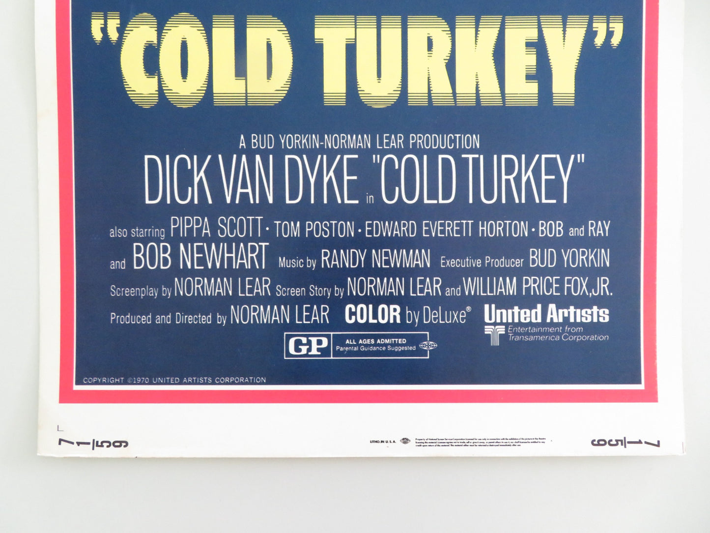 COLD TURKEY US INSERT POSTER DICK VAN DYKE PIPPA SCOTT 1970 - Rendezvous Cinema