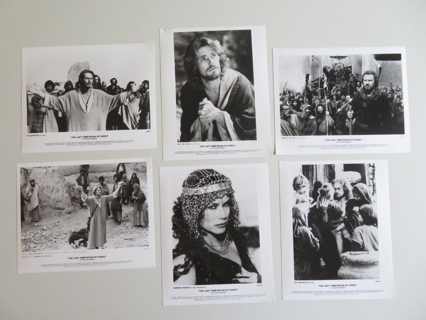 THE LAST TEMPTATION OF CHRIST MOVIE STILL PHOTO LOT OF 6 WILLEM DAFOE 1988