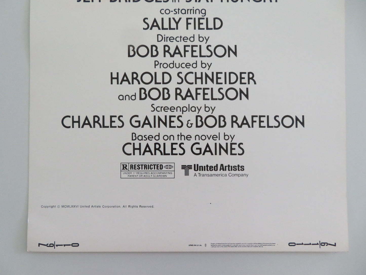 STAY HUNGRY US INSERT POSTER JEFF BRIDGES SALLY FIELD ARNOLD SCHWARZENEGGER 1976 - Rendezvous Cinema