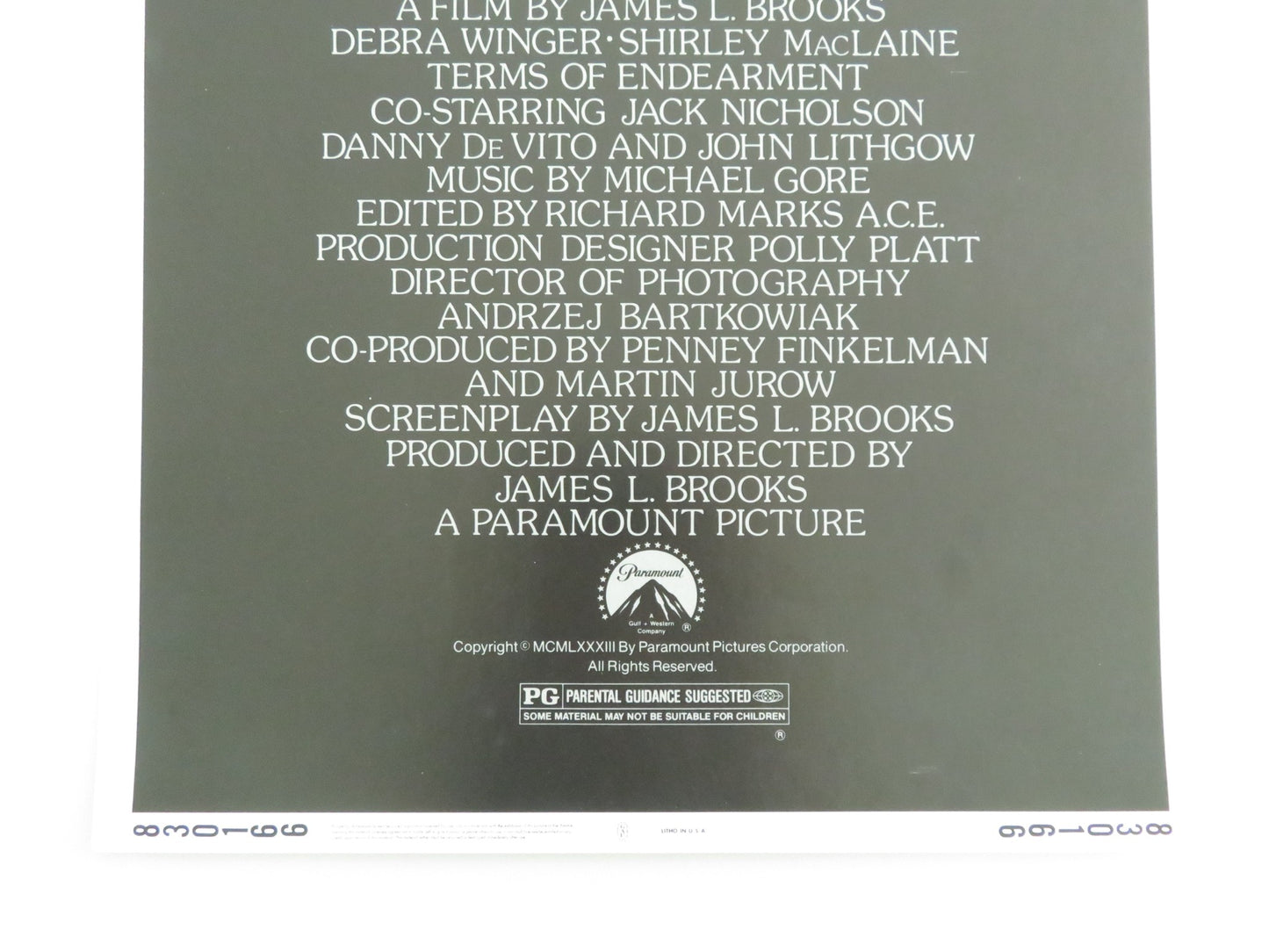 TERMS OF ENDEARMENT US INSERT POSTER SHIRLEY MACLAINE JACK NICHOLSON 1983 - Rendezvous Cinema