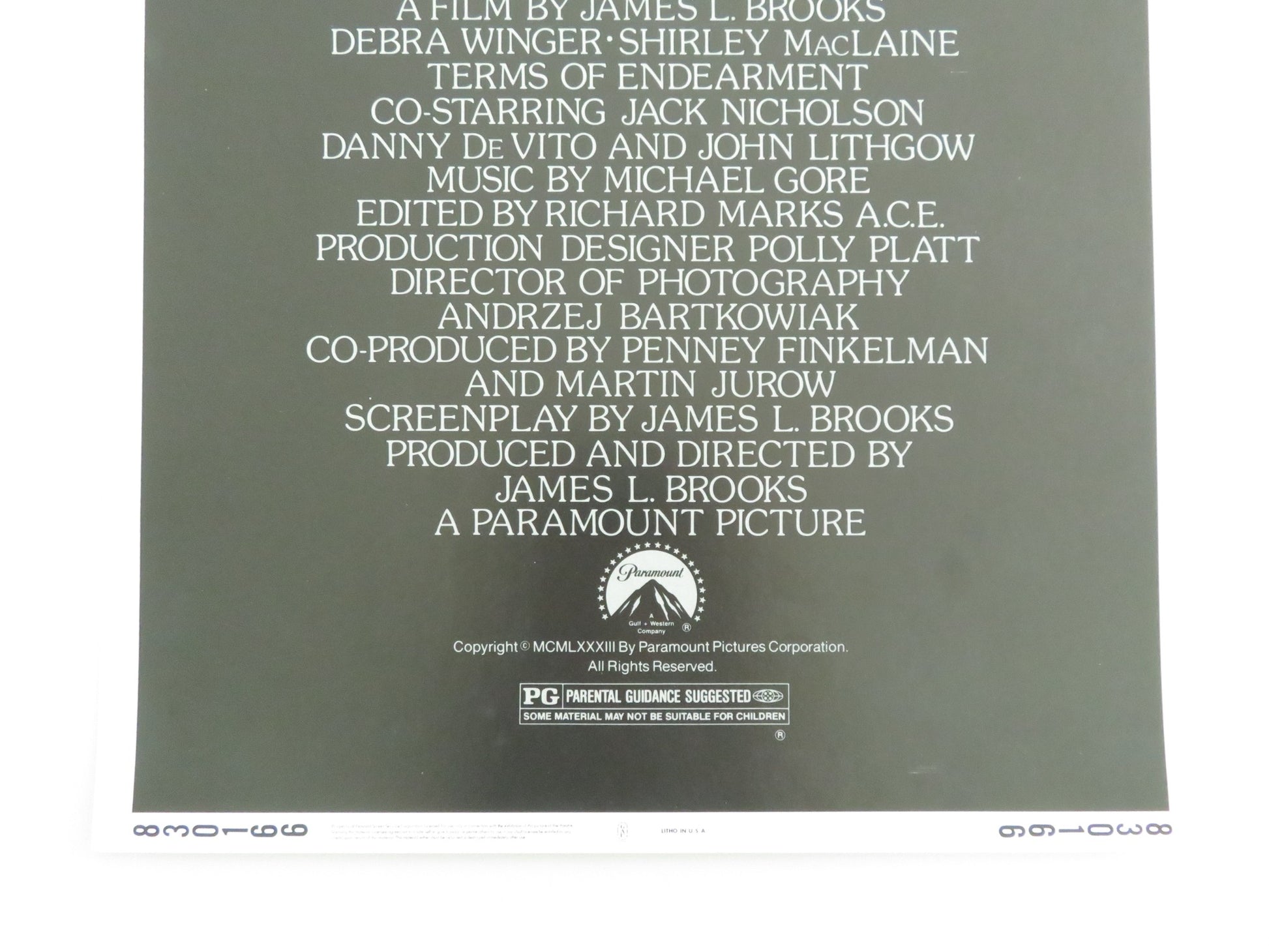 TERMS OF ENDEARMENT US INSERT POSTER SHIRLEY MACLAINE JACK NICHOLSON 1983 - Rendezvous Cinema