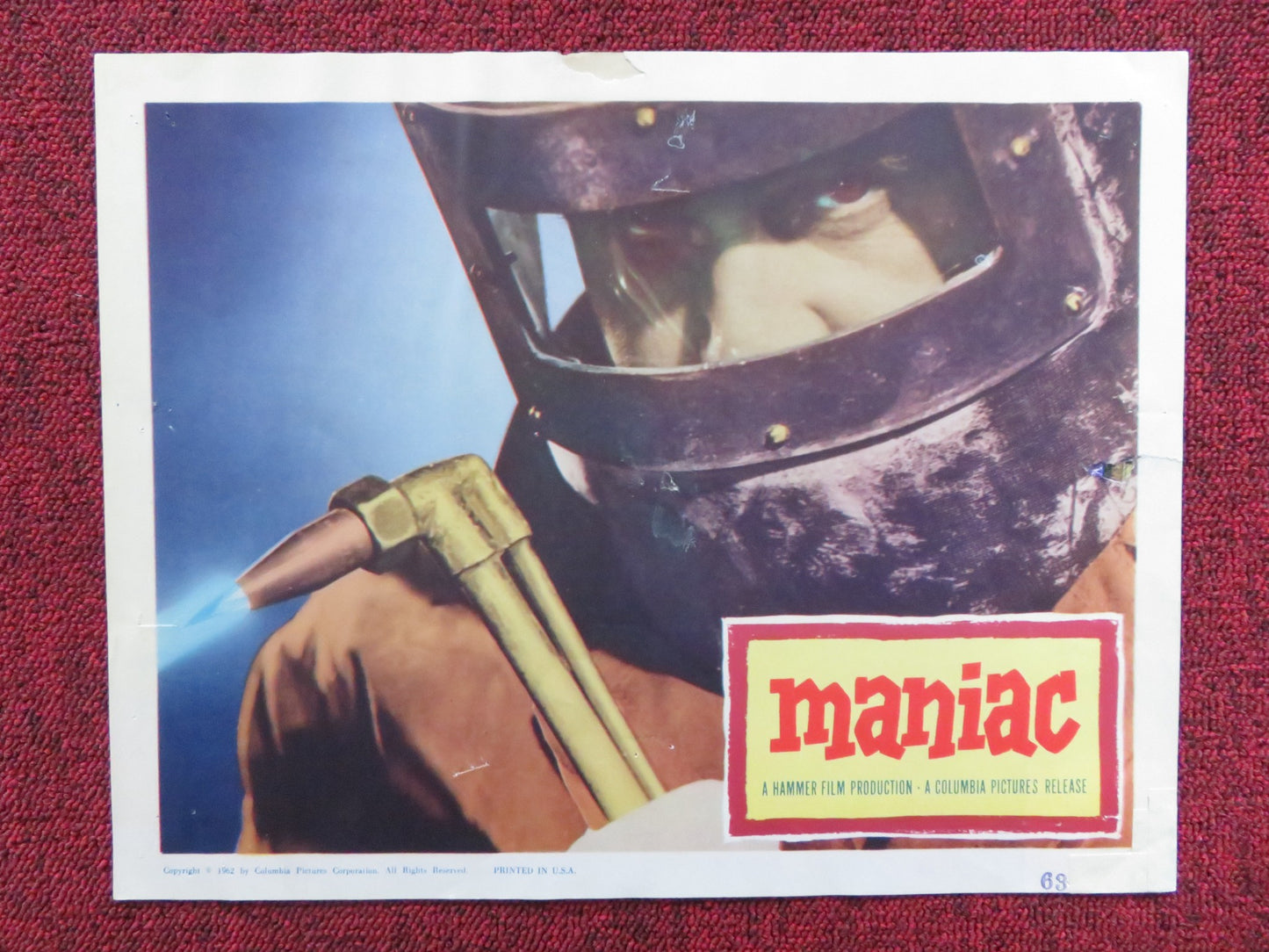 MANIAC US LOBBY CARD FULL SET HAMMER KERWIN MATHEWS NADIA GRAY 1962