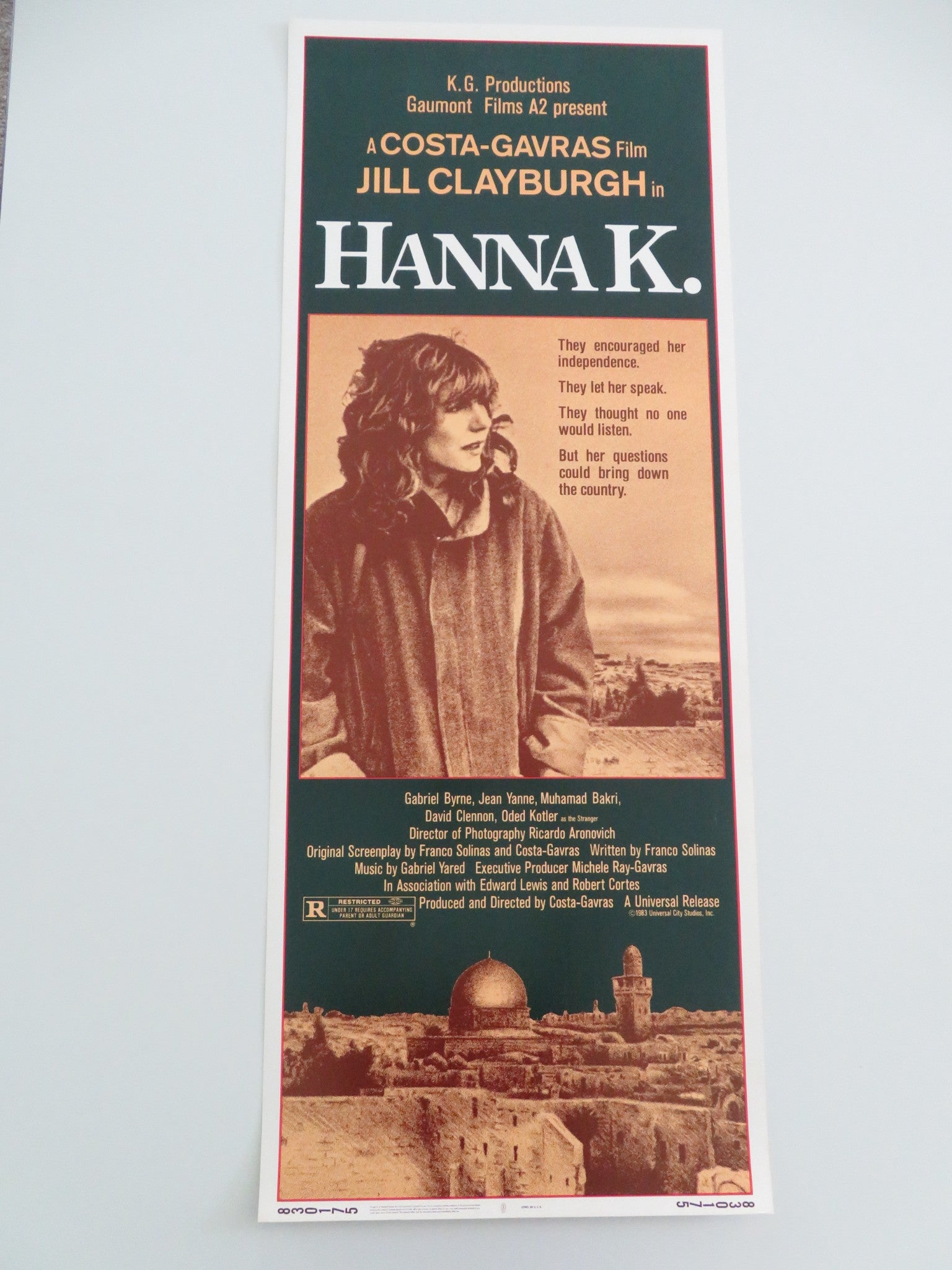 HANNA K. US INSERT POSTER JILL CLAYBURGH GABRIEL BYRNE 1983 - Rendezvous Cinema