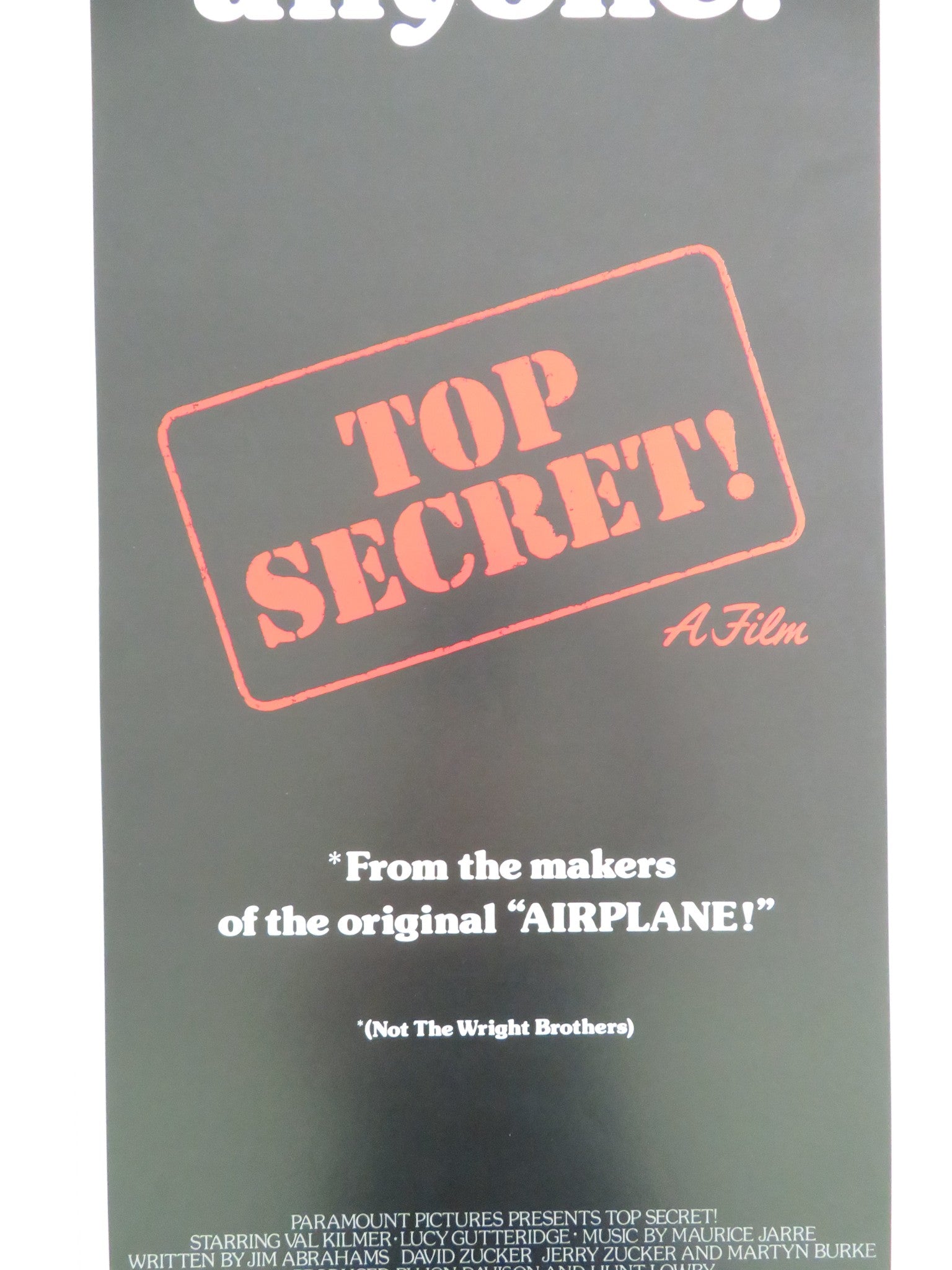 TOP SECRET! US INSERT POSTER VAL KILMER OMAR SHARIF 1984 - Rendezvous Cinema