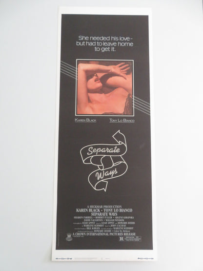 SEPARATE WAYS US INSERT POSTER KAREN BLACK TONY LO BIANCO 1981 - Rendezvous Cinema