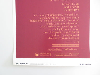 ENDLESS LOVE US INSERT POSTER BROOKE SHIELDS MARTIN HEWITT 1981 - Rendezvous Cinema