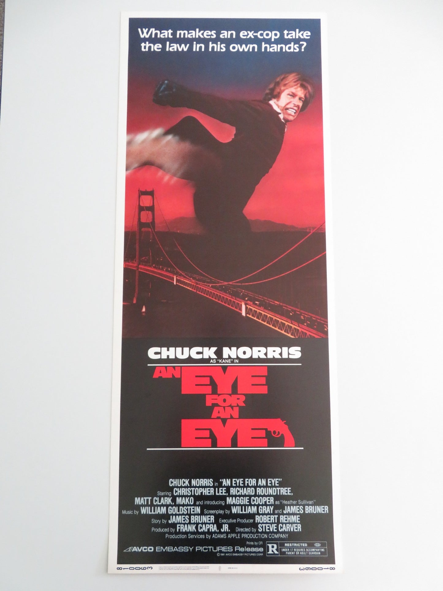 AN EYE FOR AN EYE US INSERT POSTER CHUCK NORRIS CHRISTOPHER LEE 1981 - Rendezvous Cinema