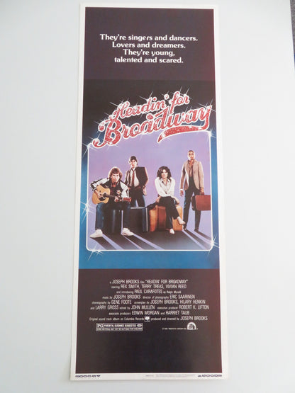 HEADIN' FOR BROADWAY US INSERT POSTER REX SMITH TERRY TREAS 1980 - Rendezvous Cinema