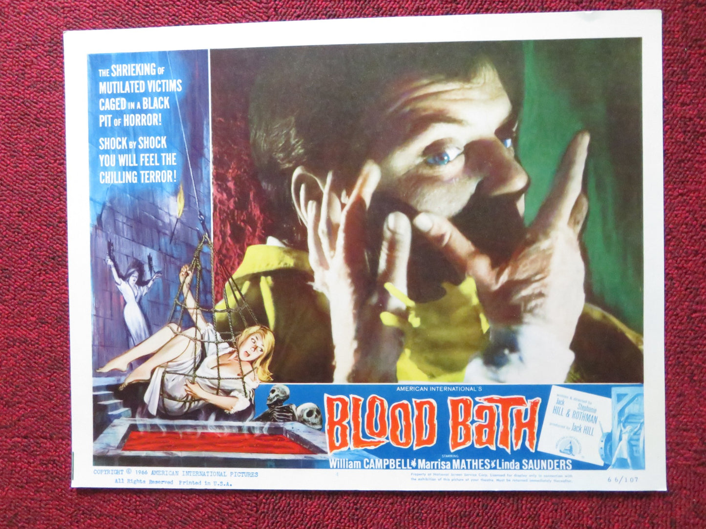BLOOD BATH US LOBBY CARD FULL SET WILLIAM CAMPBELL MARRISA MATHES 1966