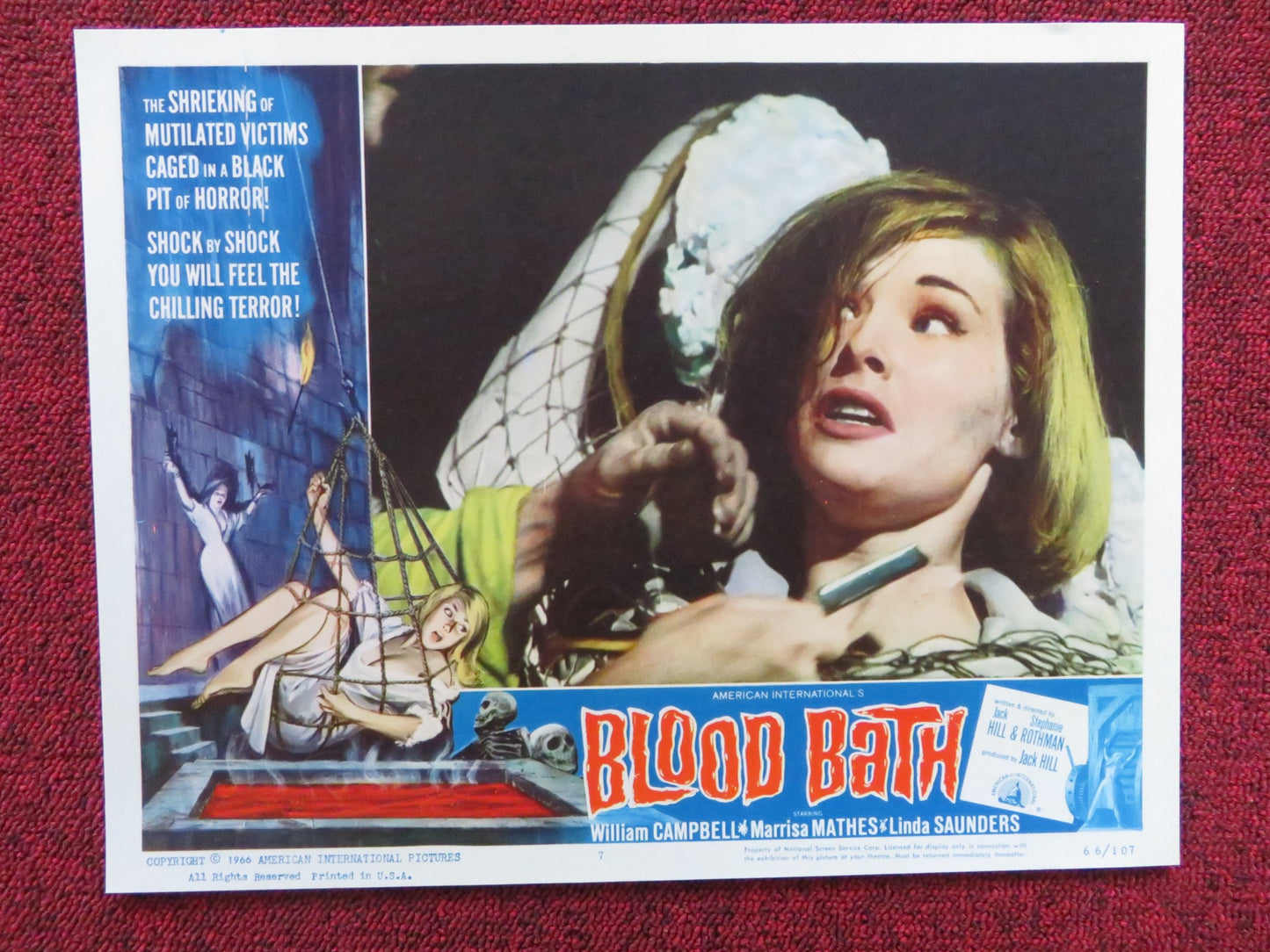BLOOD BATH US LOBBY CARD FULL SET WILLIAM CAMPBELL MARRISA MATHES 1966