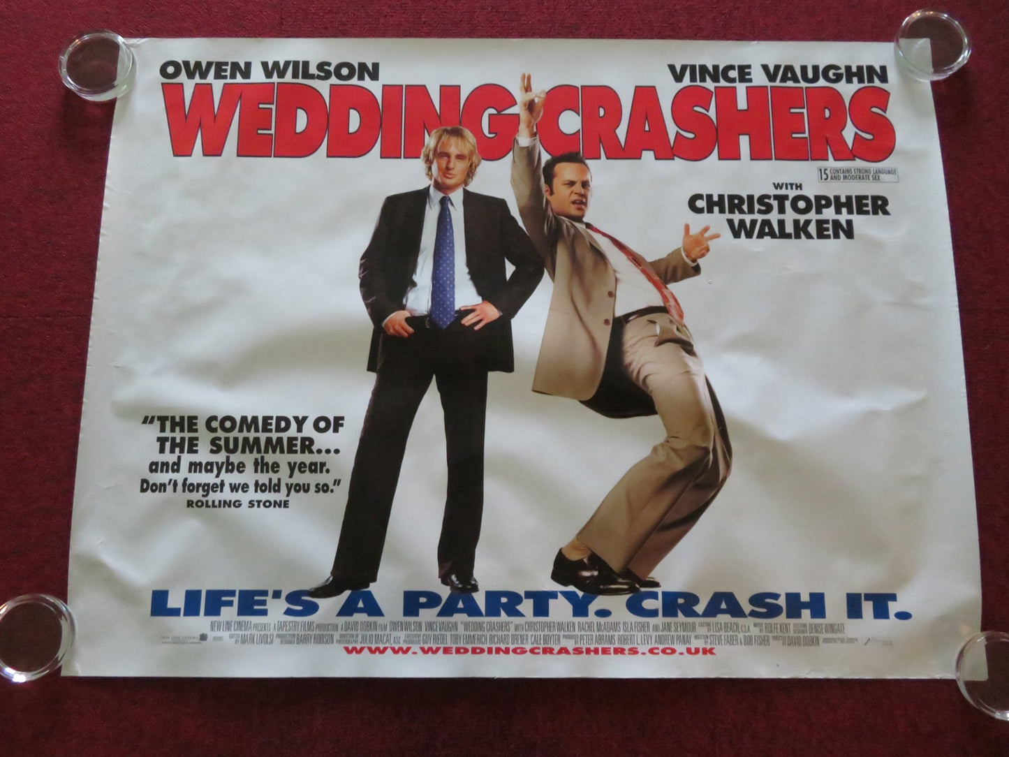 WEDDING CRASHERS UK QUAD ROLLED POSTER OWEN WILSON VINCE VAUGHN 2005