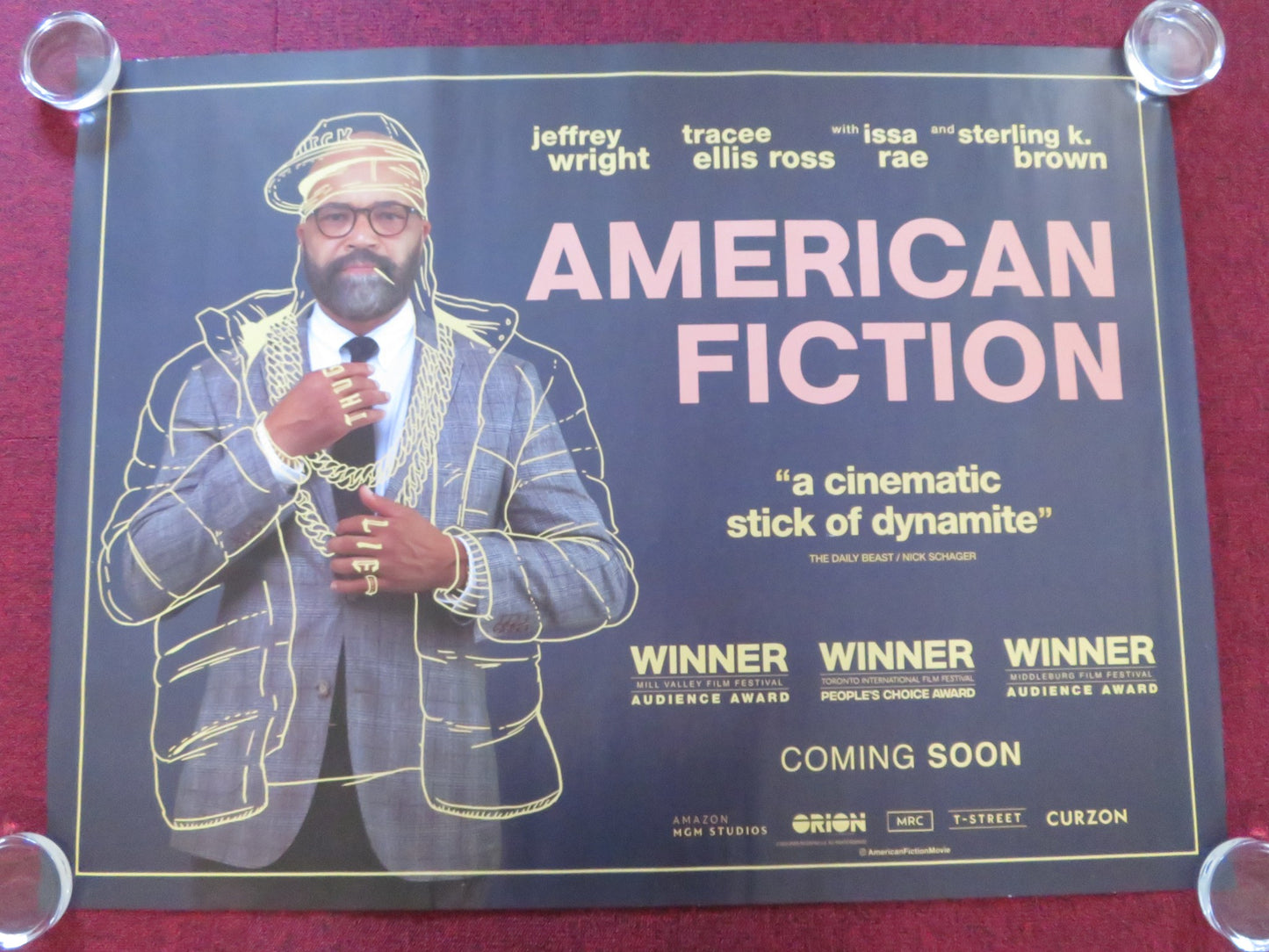 AMERICAN FICTION UK QUAD ROLLED POSTER JEFFREY WRIGHT JOHN ORTIZ 2023 - Rendezvous Cinema