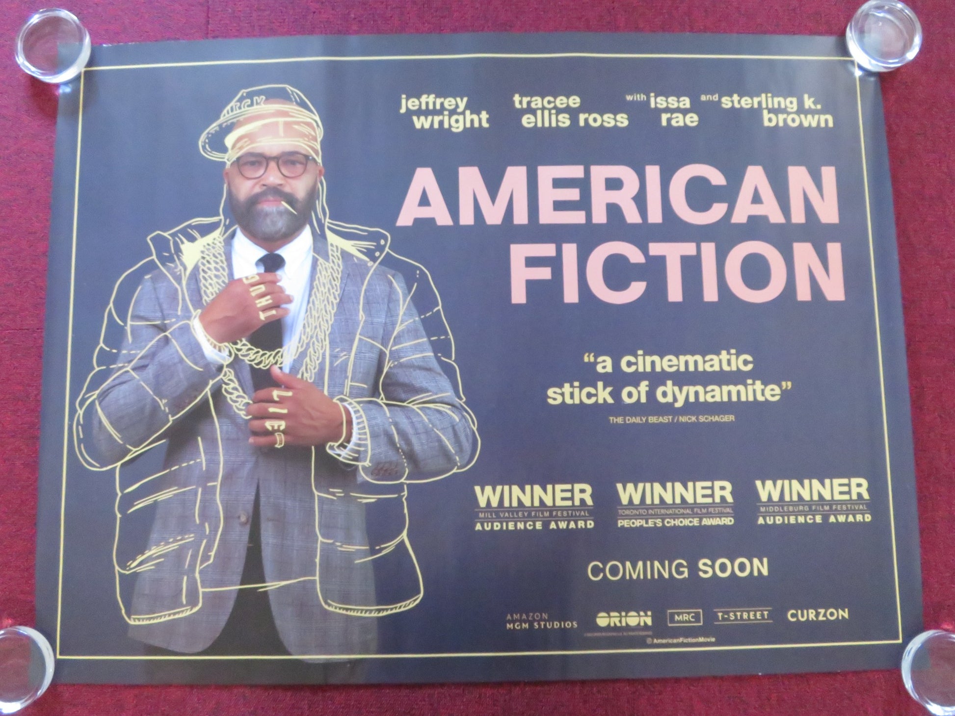 AMERICAN FICTION UK QUAD ROLLED POSTER JEFFREY WRIGHT JOHN ORTIZ 2023 - Rendezvous Cinema