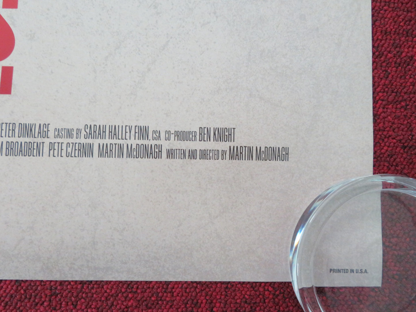 THREE BILLBOARDS OUTSIDE EBBING, MISSOURI US ONE SHEET ROLLED POSTER 2017 - Rendezvous Cinema