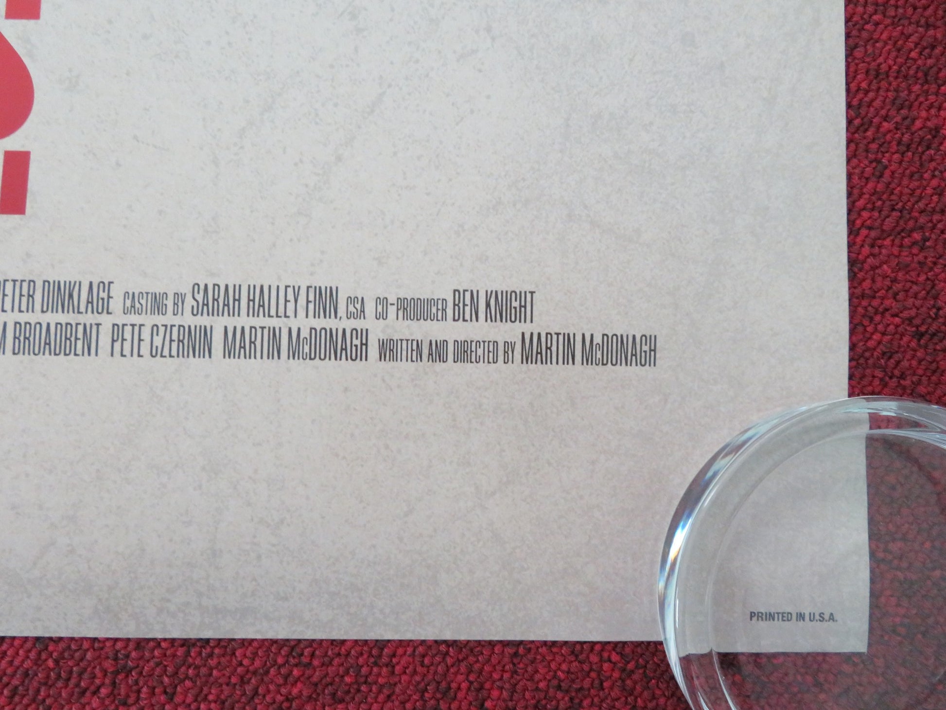 THREE BILLBOARDS OUTSIDE EBBING, MISSOURI US ONE SHEET ROLLED POSTER 2017 - Rendezvous Cinema