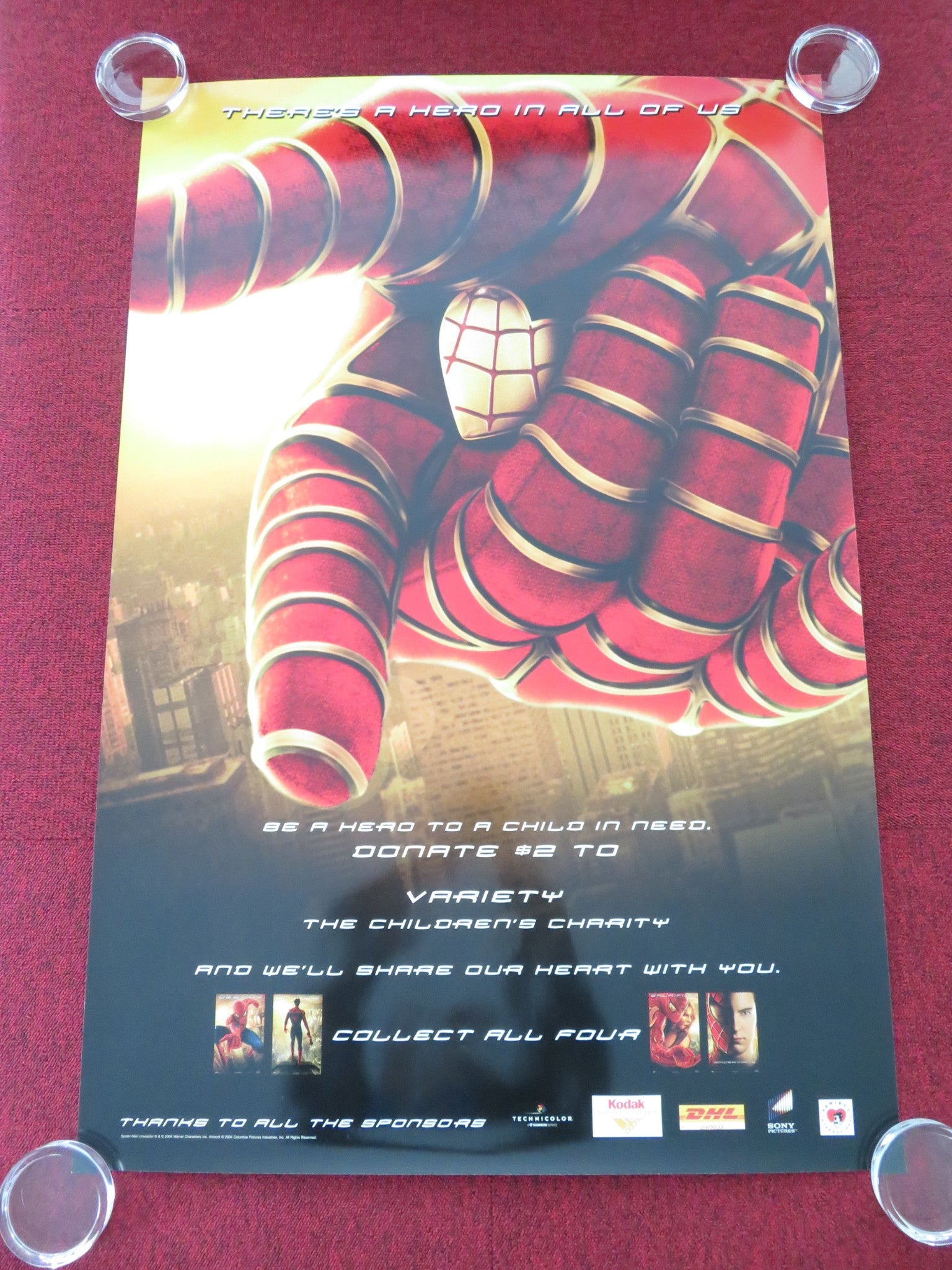 SPIDER-MAN 2 - VARIETY CHARITY US ONE SHEET ROLLED POSTER TOBEY MAGUIRE 2004 - Rendezvous Cinema