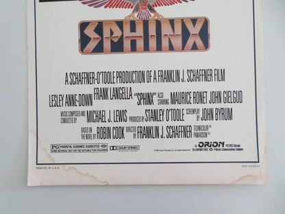 SPHINX US INSERT POSTER FRANK LANGELLA LESLEY ANNE-DOWN 1981 - Rendezvous Cinema
