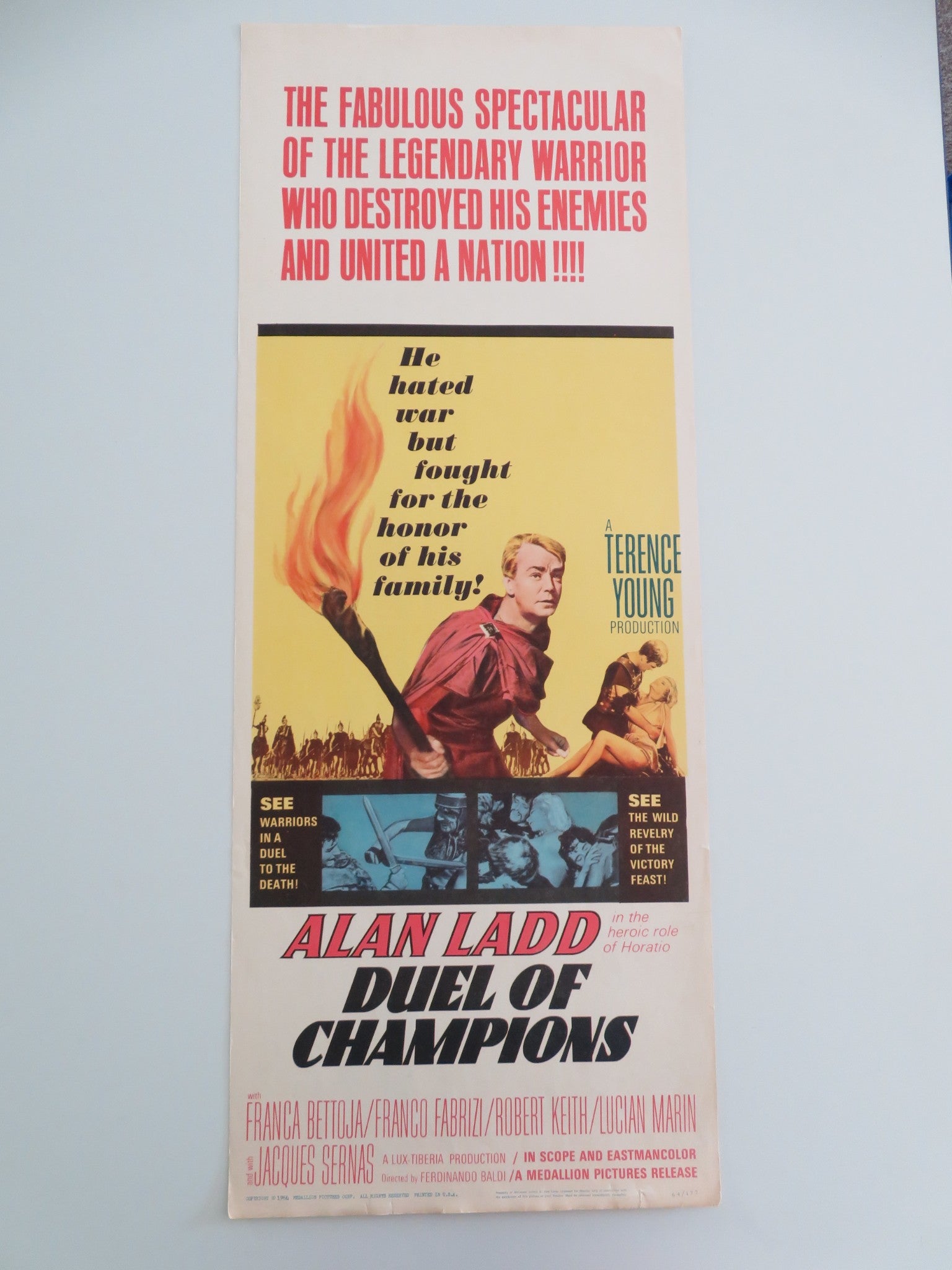 DUEL OF CHAMPIONS US INSERT POSTER ALAN LADD FRANCA BETTOIA 1964 - Rendezvous Cinema
