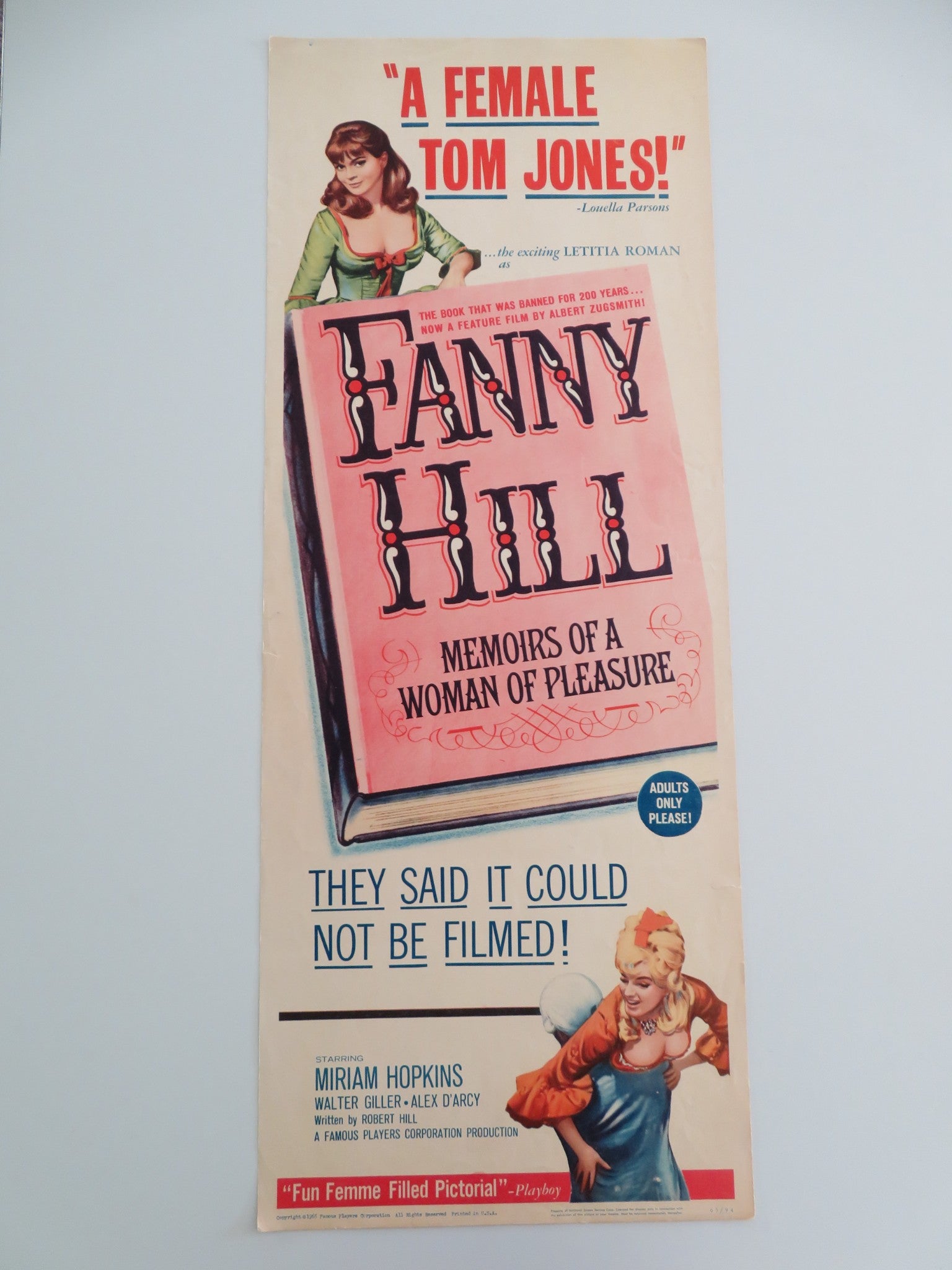 FANNY HILL US INSERT POSTER MIRIAM HOPKINS WALTER GILLER 1965 - Rendezvous Cinema