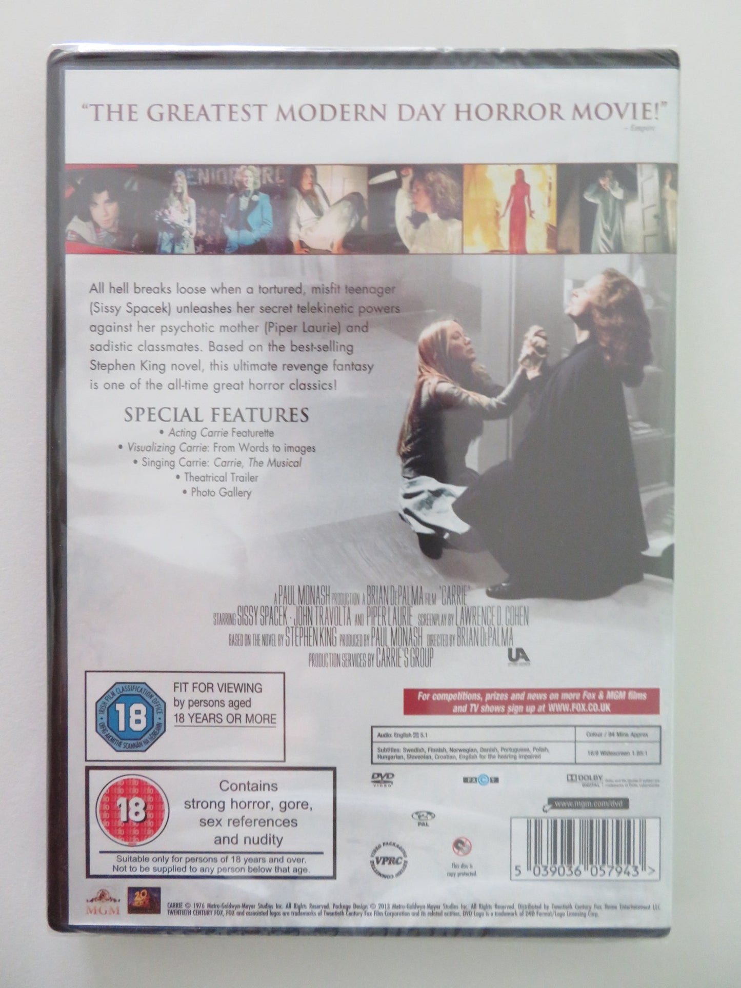 CARRIE (DVD) SISSY SPACEK PIPER LAURIE 1976 REGION 2 - Rendezvous Cinema