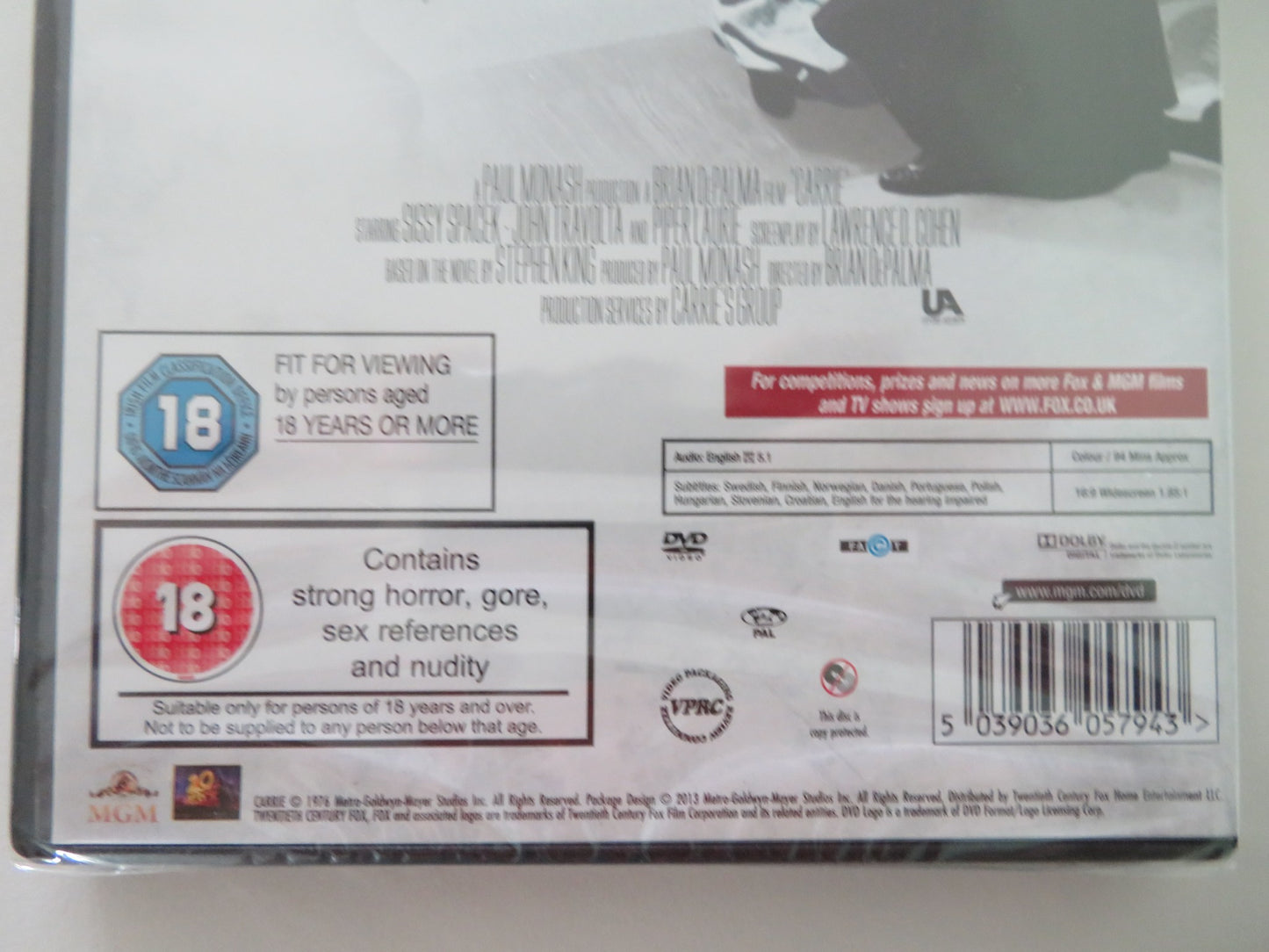 CARRIE (DVD) SISSY SPACEK PIPER LAURIE 1976 REGION 2 - Rendezvous Cinema