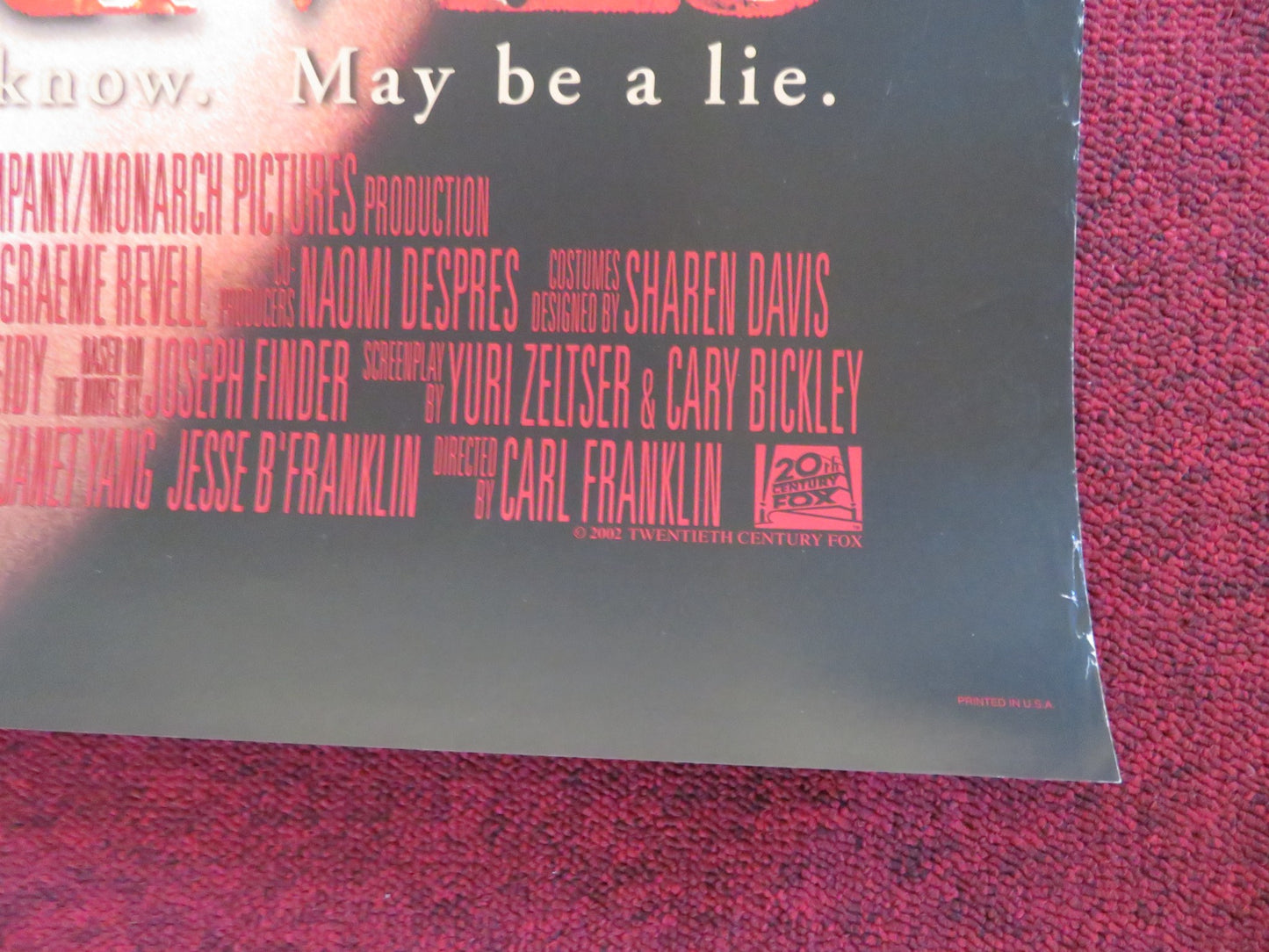 HIGH CRIMES VERSION A - b US ONE SHEET ROLLED POSTER ASHLEY JUDD M. FREEMAN 2002 - Rendezvous Cinema