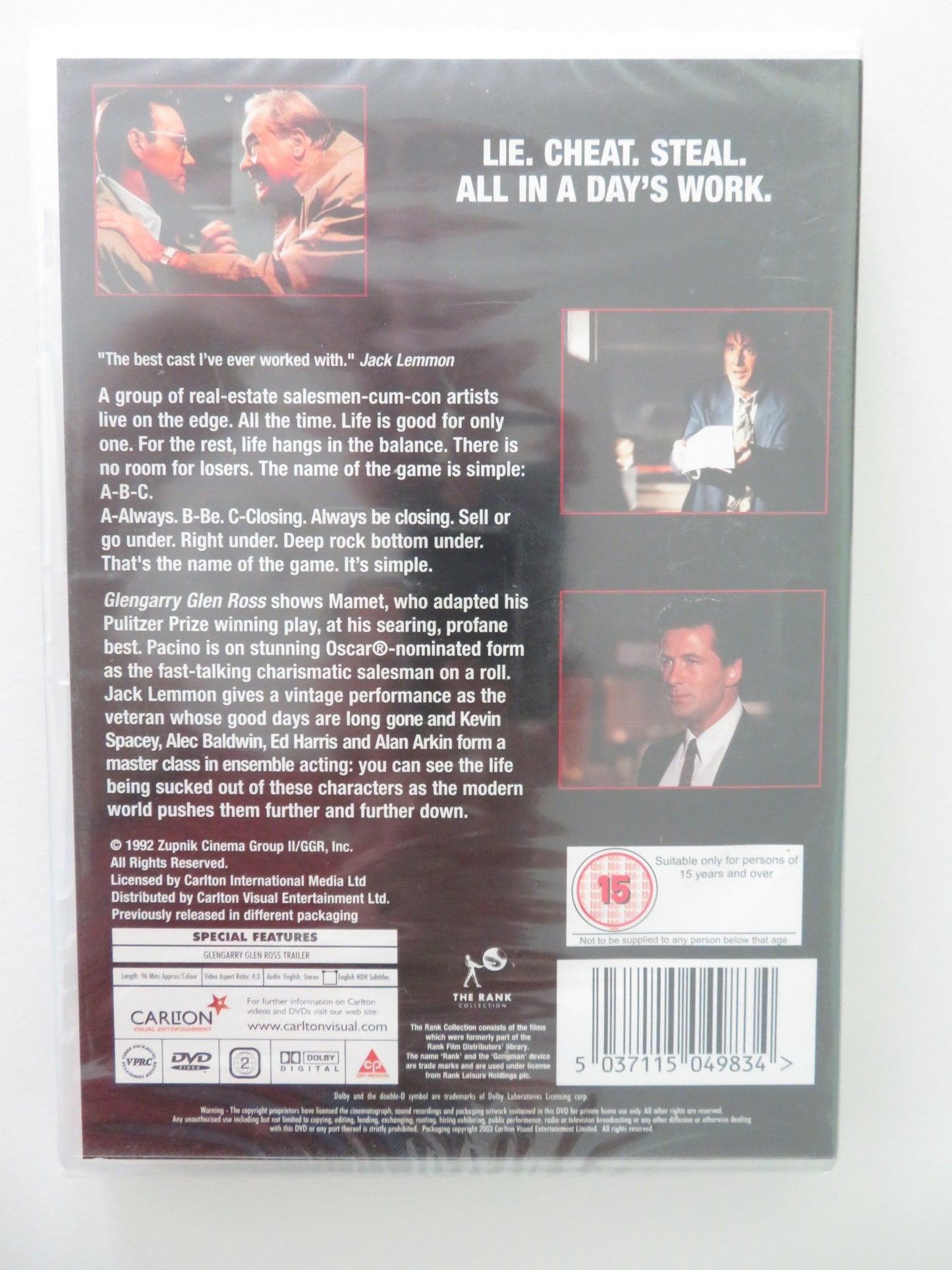 GLENGARRY GLEN ROSS (DVD) AL PACINO JACK LEMMON 1992 REGION 2 - Rendezvous Cinema