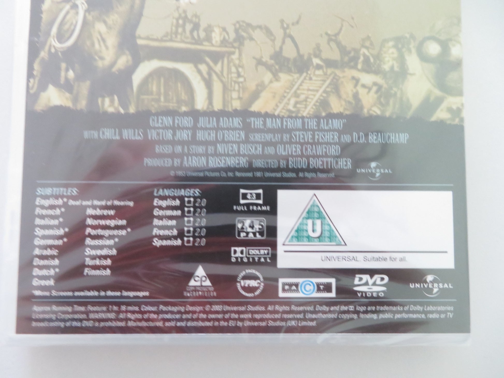 THE MAN FROM THE ALAMO (DVD) GLENN FORD JULIA ADAMS 1953 REGION 2 - Rendezvous Cinema