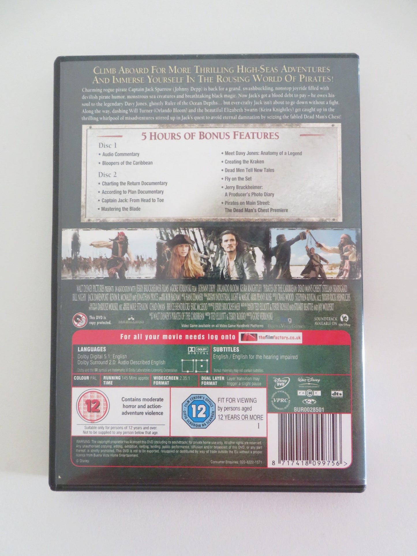 PIRATES OF THE CARIBBEAN: DEAD MAN'S CHEST - B - 2 DISCS (DVD) 2006 REGION 2