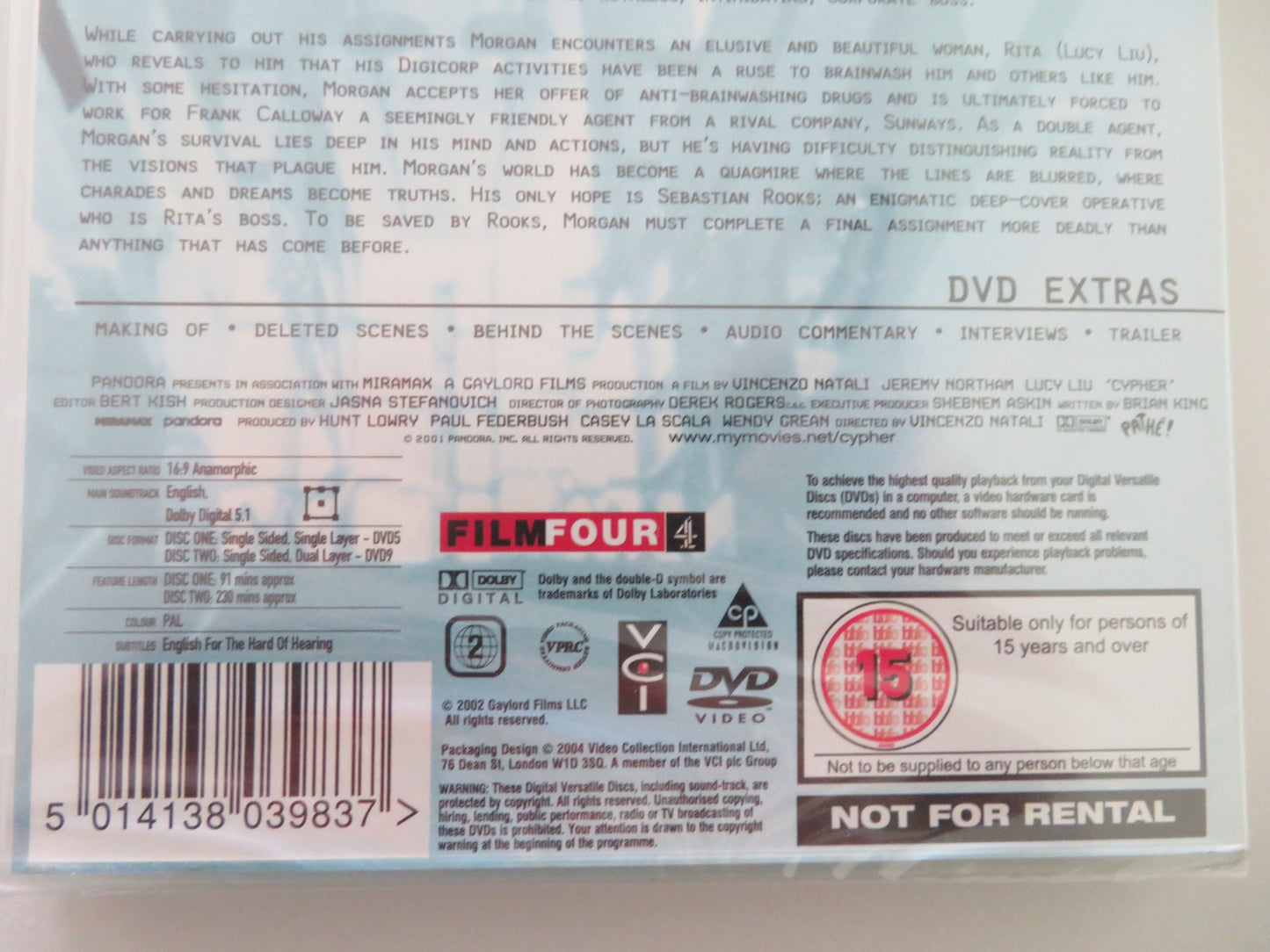 CYPHER (DVD) JEREMY NORTHAM LUCY LIU 2002 REGION 2