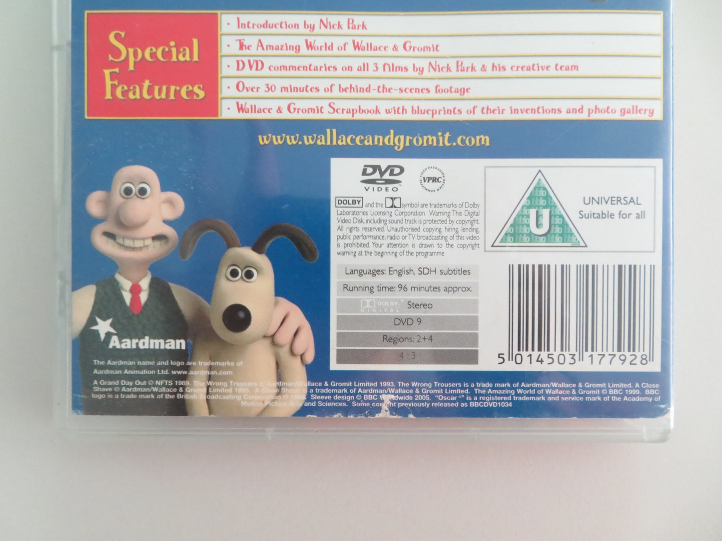 WALLACE & GROMIT THREE CRACKING ADVENTURES! (DVD) PETER SALLIS 1989 REGION 2 + 4