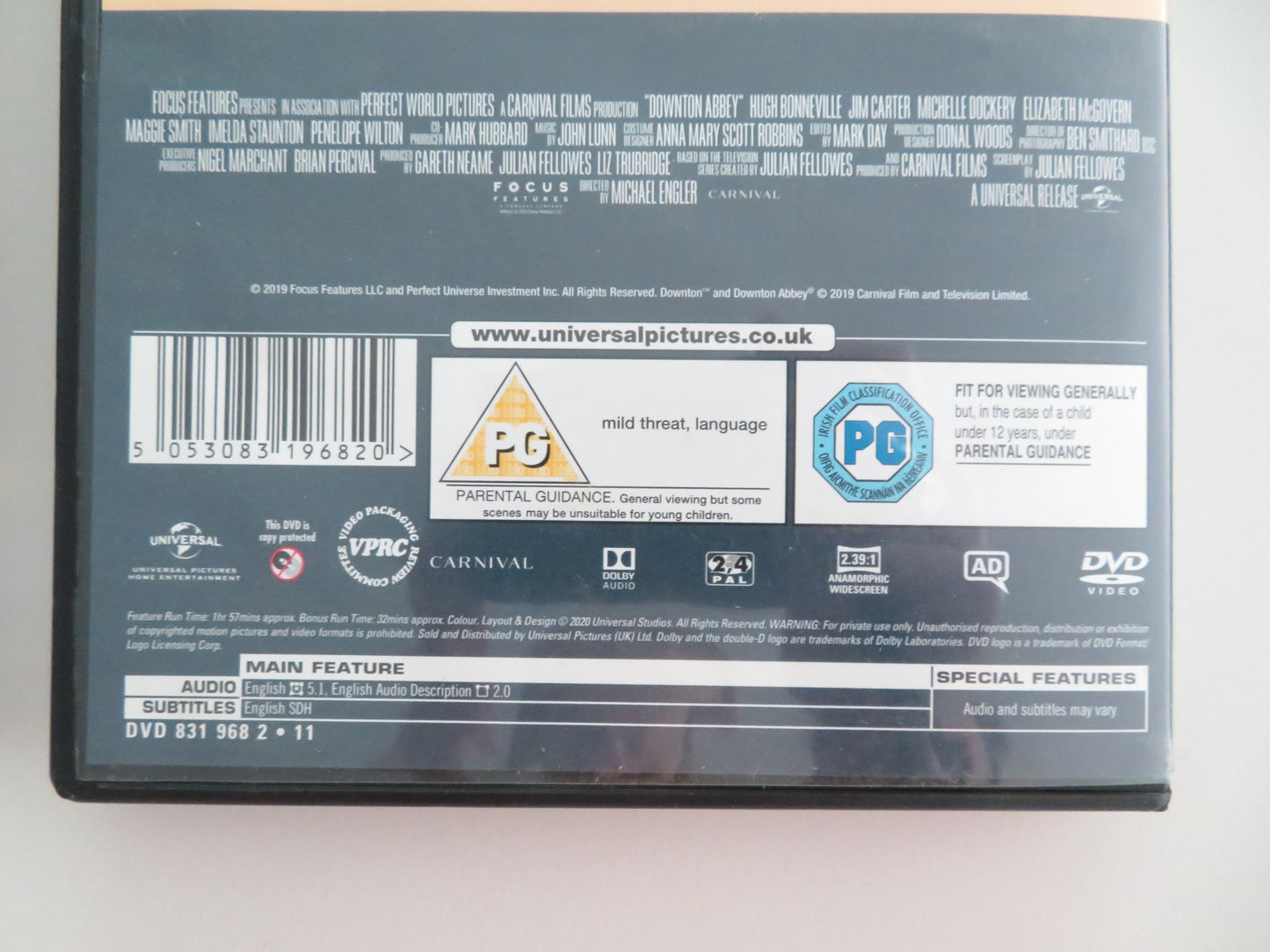 DOWNTON ABBEY (DVD) HUGH BONNEVILLE MAGGIE SMITH 2019 REGION 2 + 4