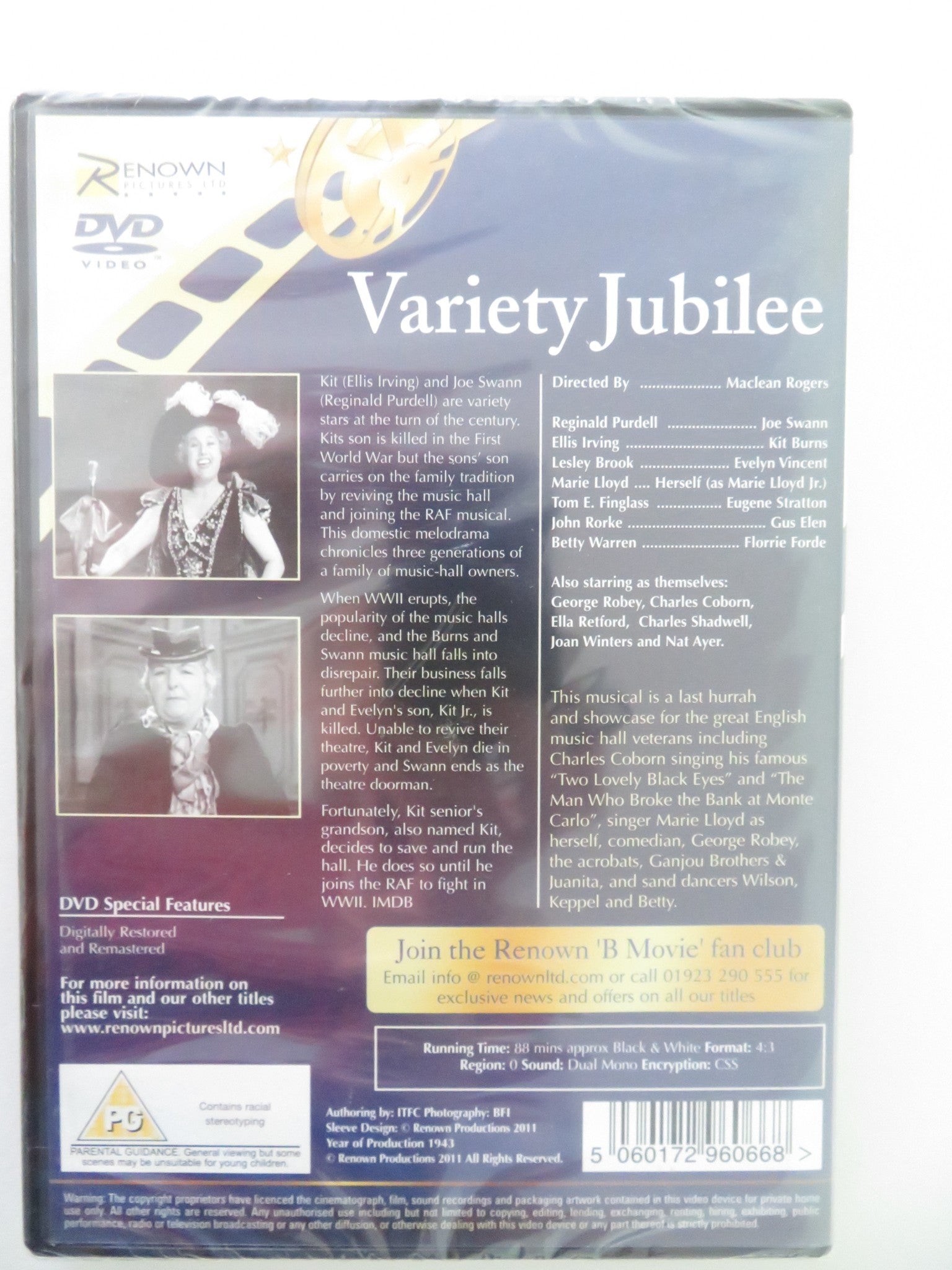VARIETY JUBILEE (DVD) REGINALD PURDELL ELLIS IRVING 1943 REGION 0 - Rendezvous Cinema