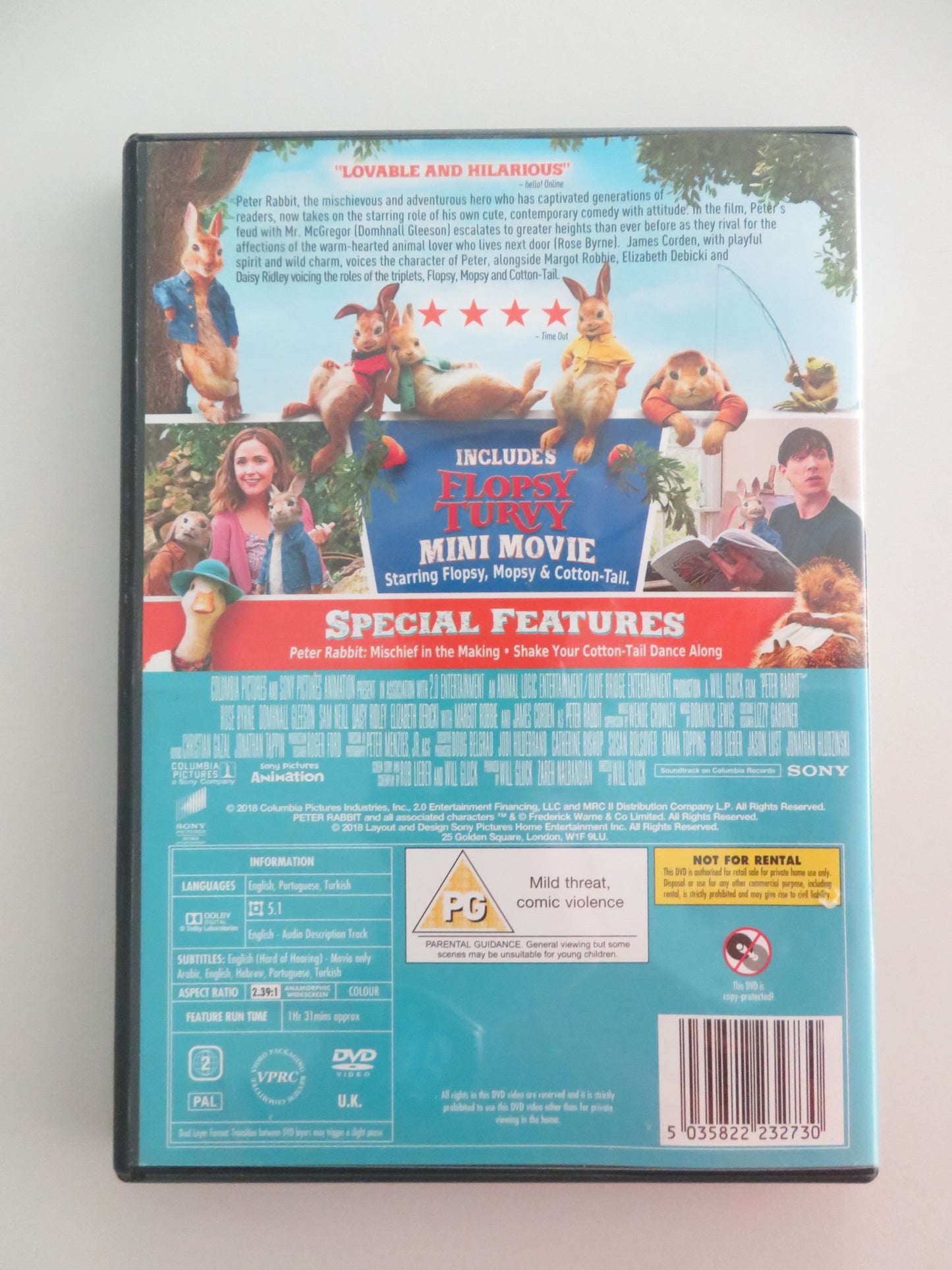 PETER RABBIT (DVD) JAMES CORDON DOMHNALL GLEESON 2018 REGION 2