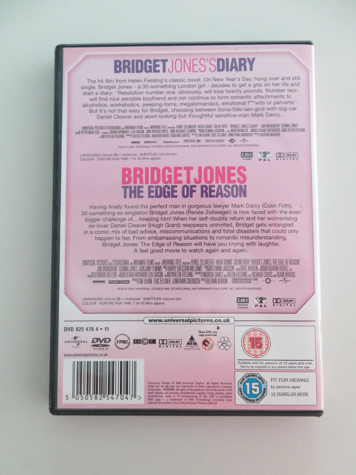 BRIDGET JONES'S DIARY AND THE EDGE OF REASON - 2 DISCS (DVD) 2001 REGION 2