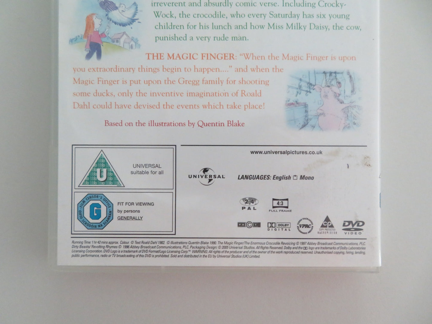 FOUR ENCHANTING STORIES BY ROALD DAHL (DVD) PRUNELLA SCALES 2005 REGION 2, 4